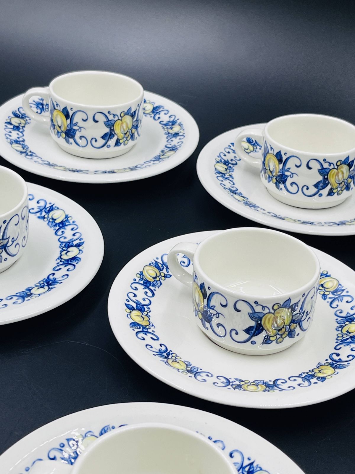 Set Of 6 Villeroy & Boch Espresso Cups And 6 Saucers – Cadiz Pattern photo buy