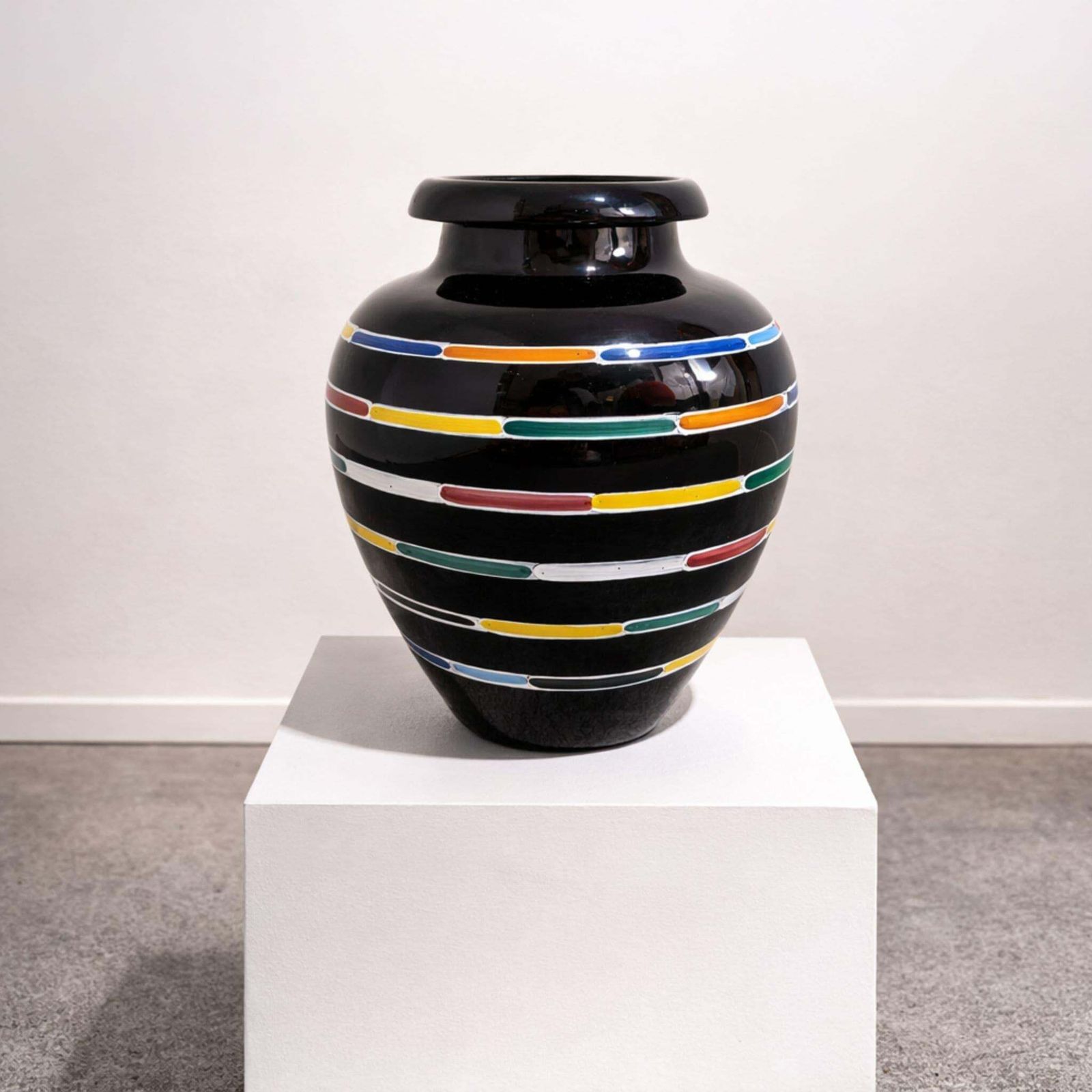 Mid Century Ceramic Vase Black Glazed By Piero Dorazio For Deruta, Italy photo vintage