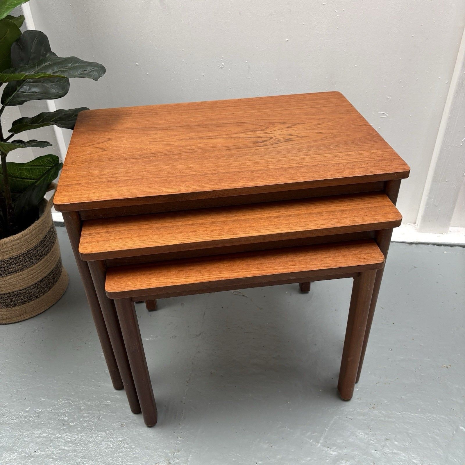 Danish Midcentury Modernist Nest Of Three Tables In Teak & Rosewood photo buy