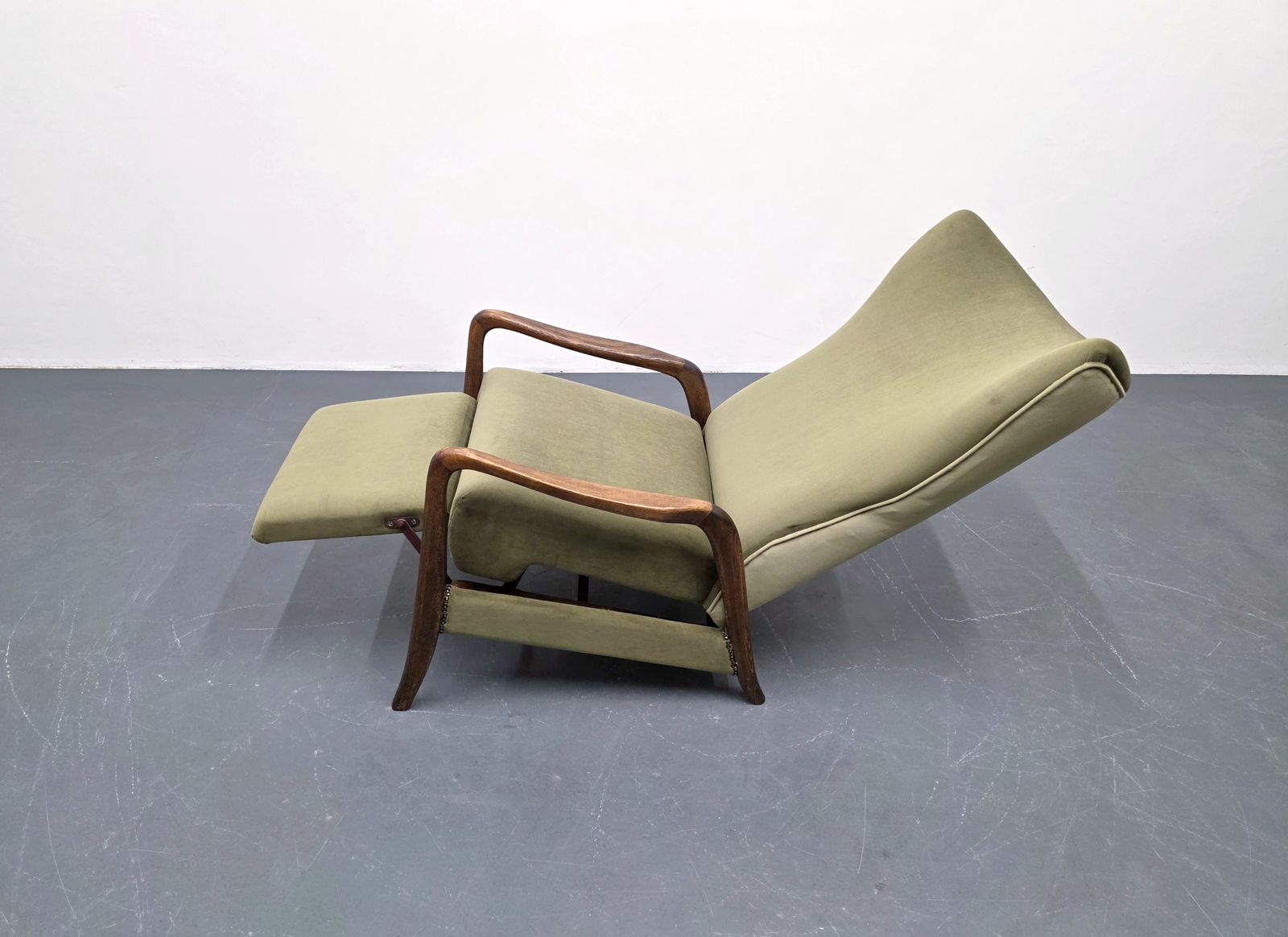 1950's Danish Wingback Recliner Armchair In Green Velvet photo furniture