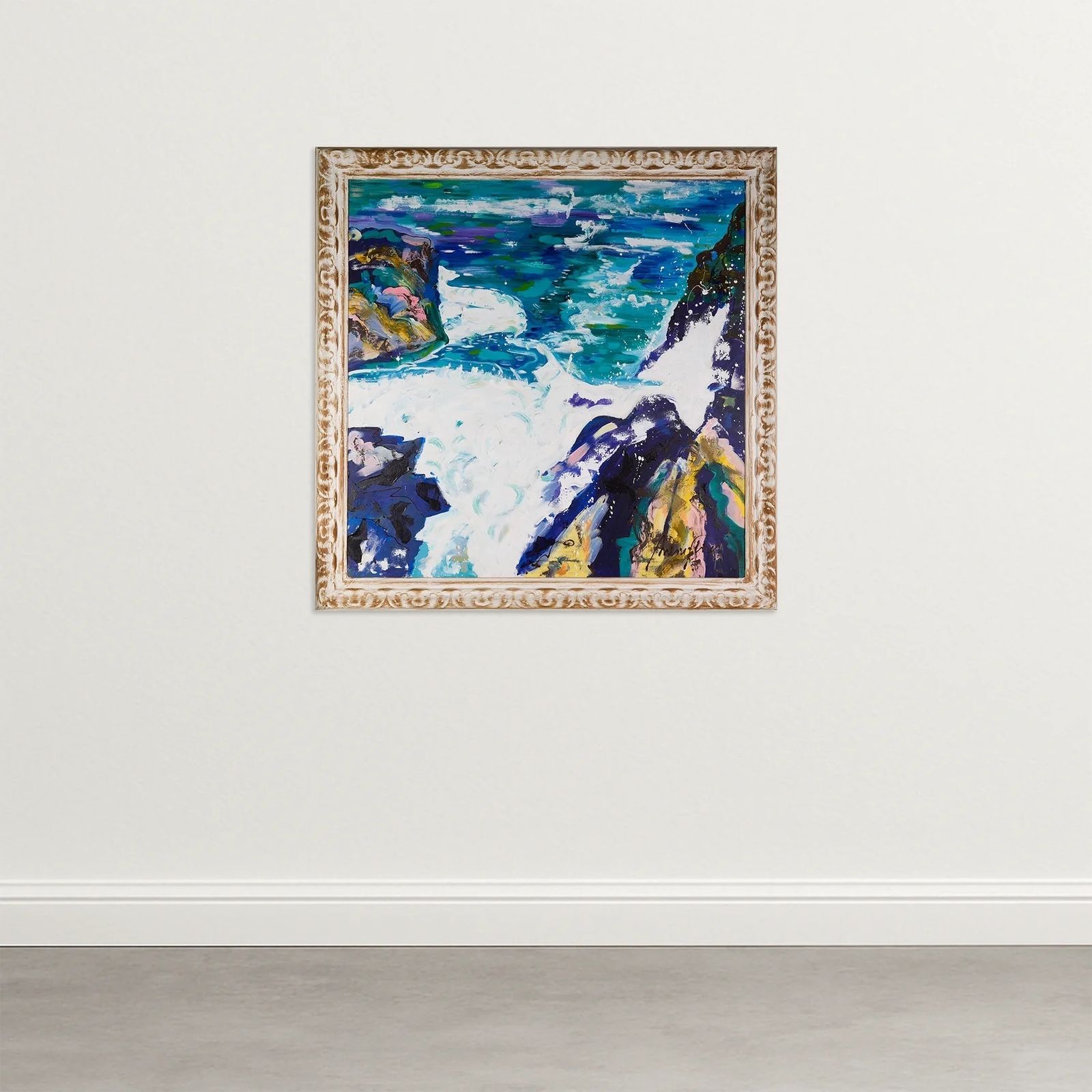 Expressief Zeegezicht: Groot Ingelijst Doek   Antoni Ferrer Palero photo furniture