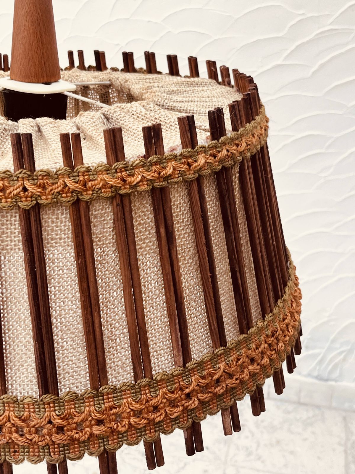 Hanglamp Van Jute En Hout, Ca. Jaren 1970. photo for sale