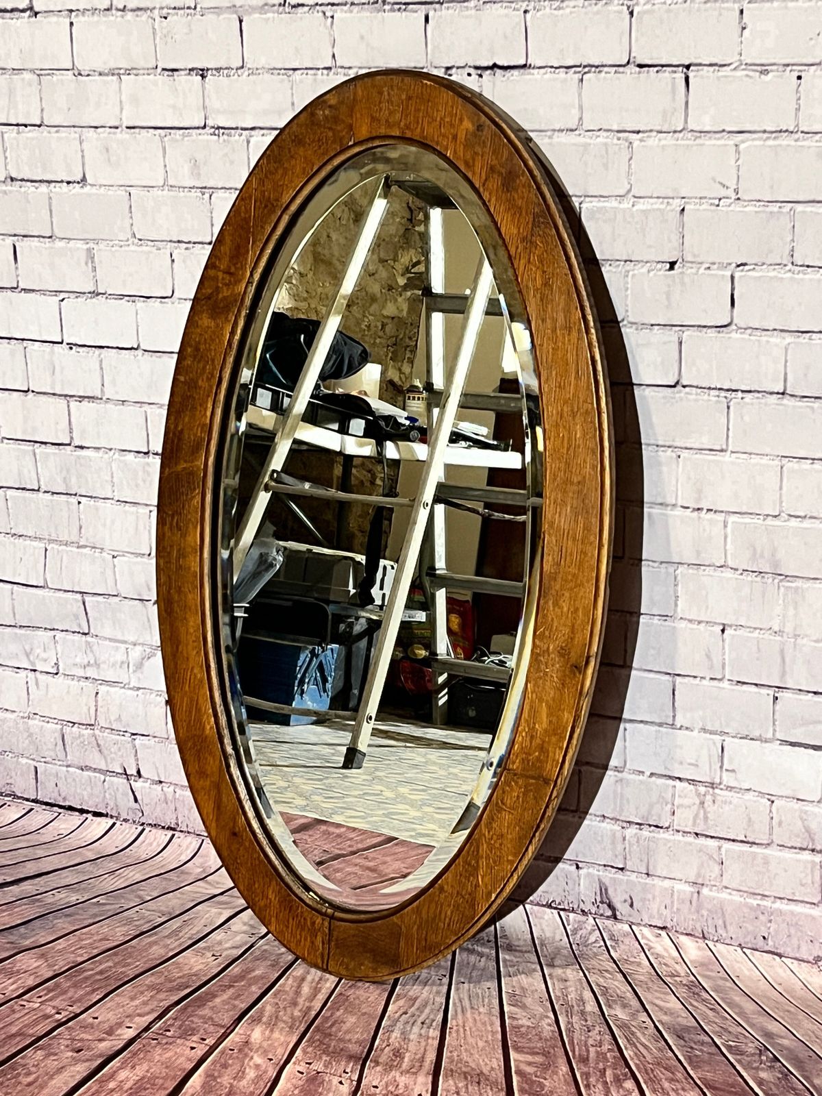 photo buy Ovale Houten Spiegel Met Geslepen Rand, 93x54 Cm