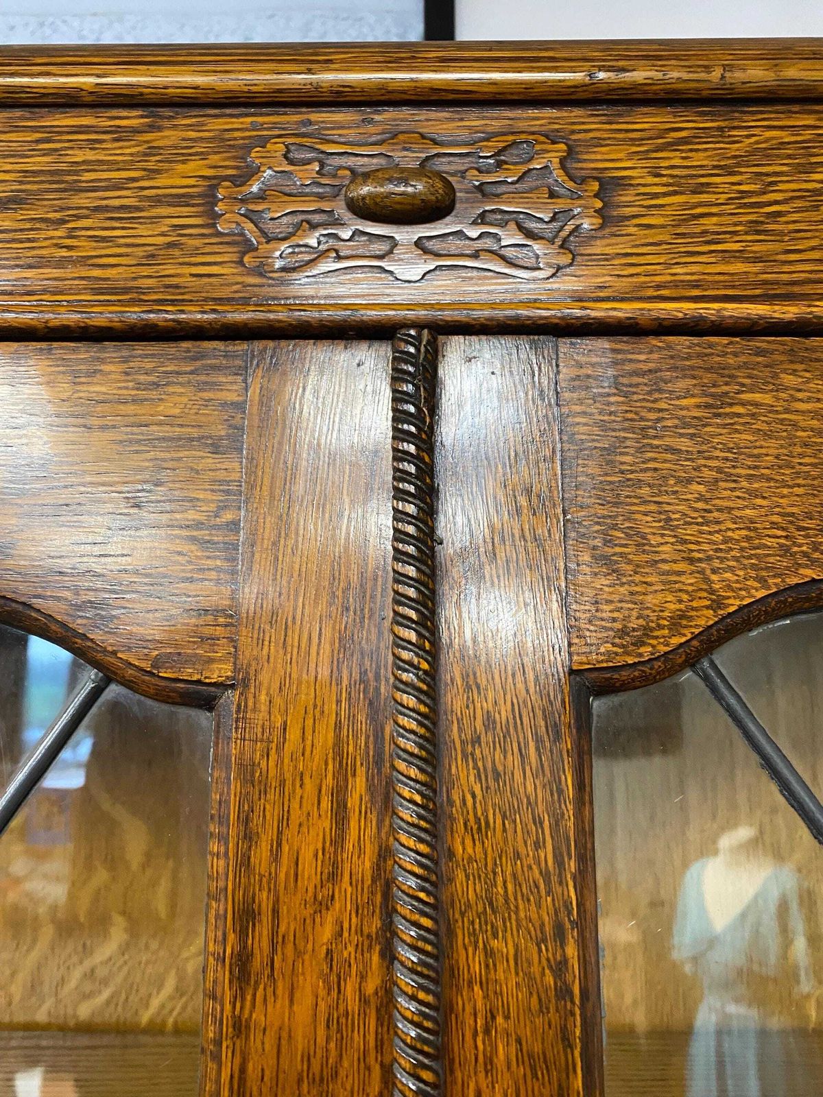 photo for sale Edwardian Antique Oak Bureau Glazed Bookcase