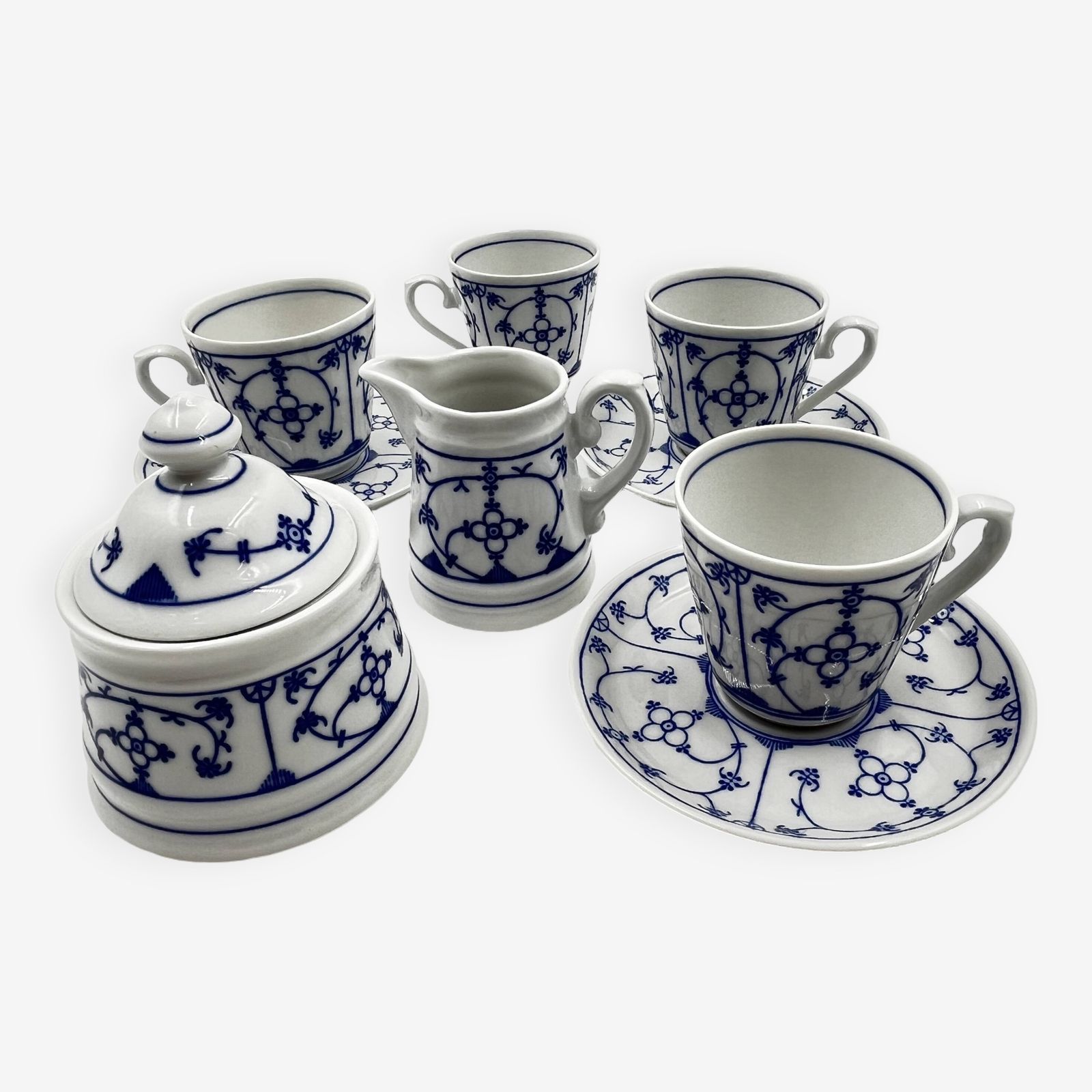 Set Of 4 Winterling Cups, Milk Jug And Sugar Bowl