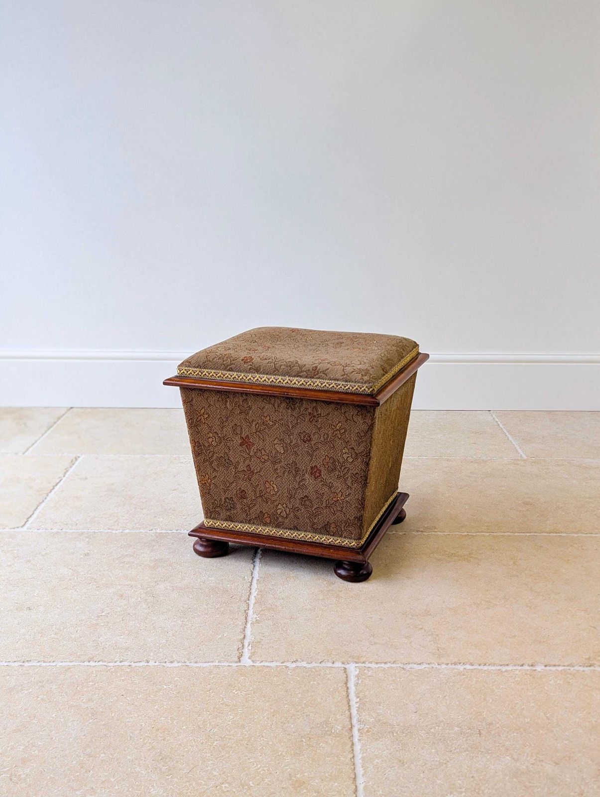 Antique Victorian Mahogany Upholstered Ottoman