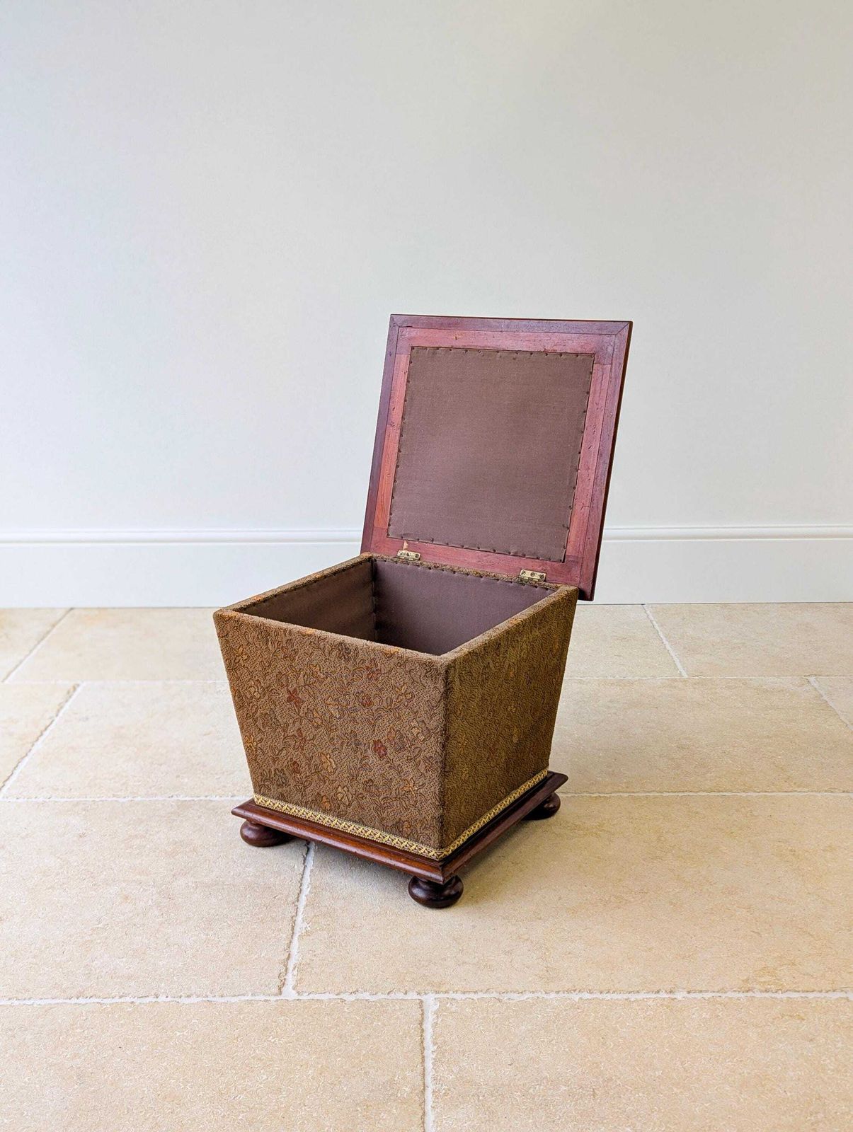 Antique Victorian Mahogany Upholstered Ottoman photo furniture