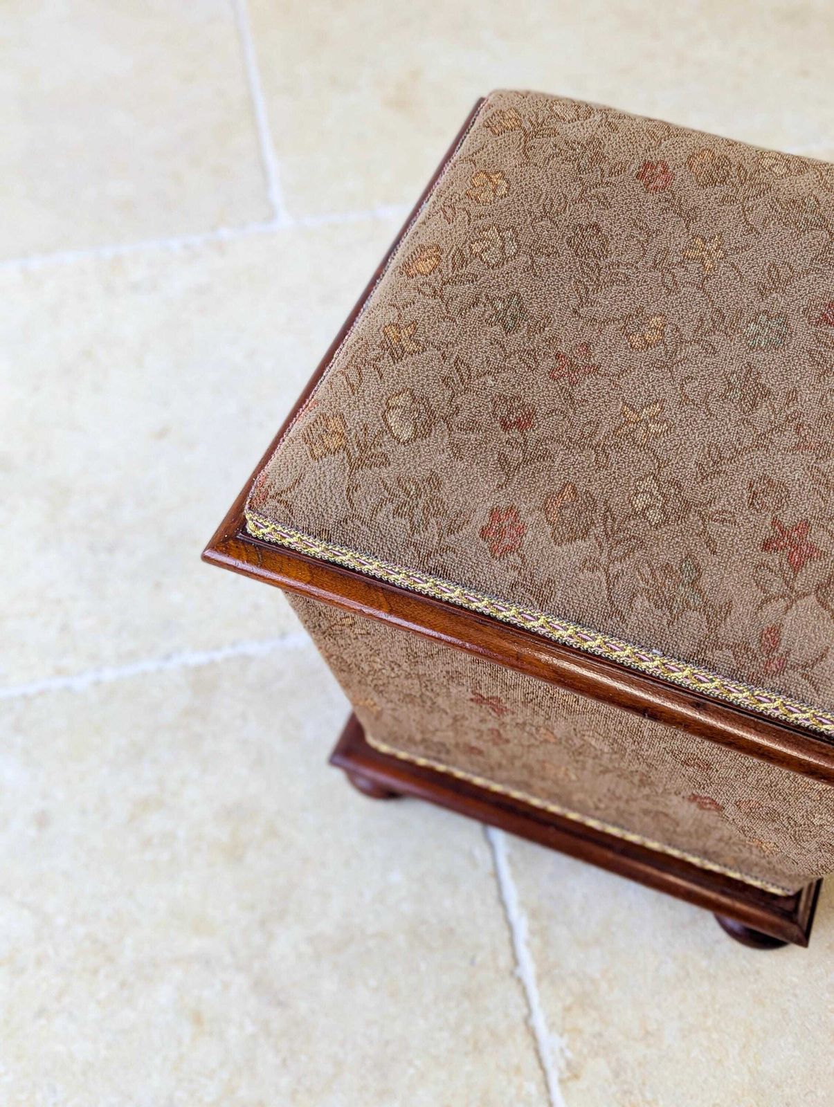 photo for sale Antique Victorian Mahogany Upholstered Ottoman
