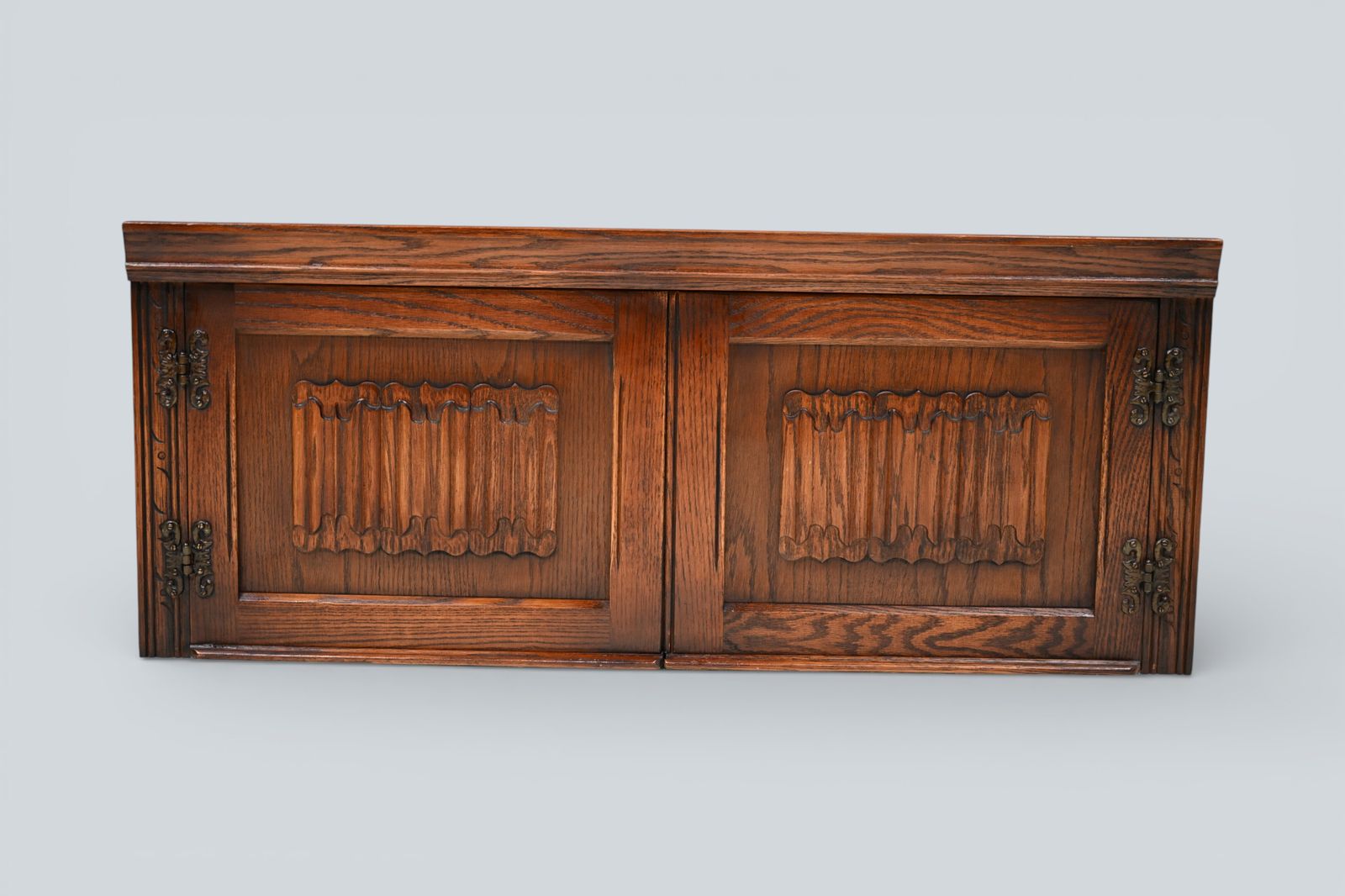 photo furniture Old Charm Wall Unit Top Box Linenfold Doors Tudor Brown Free* Uk Delivery