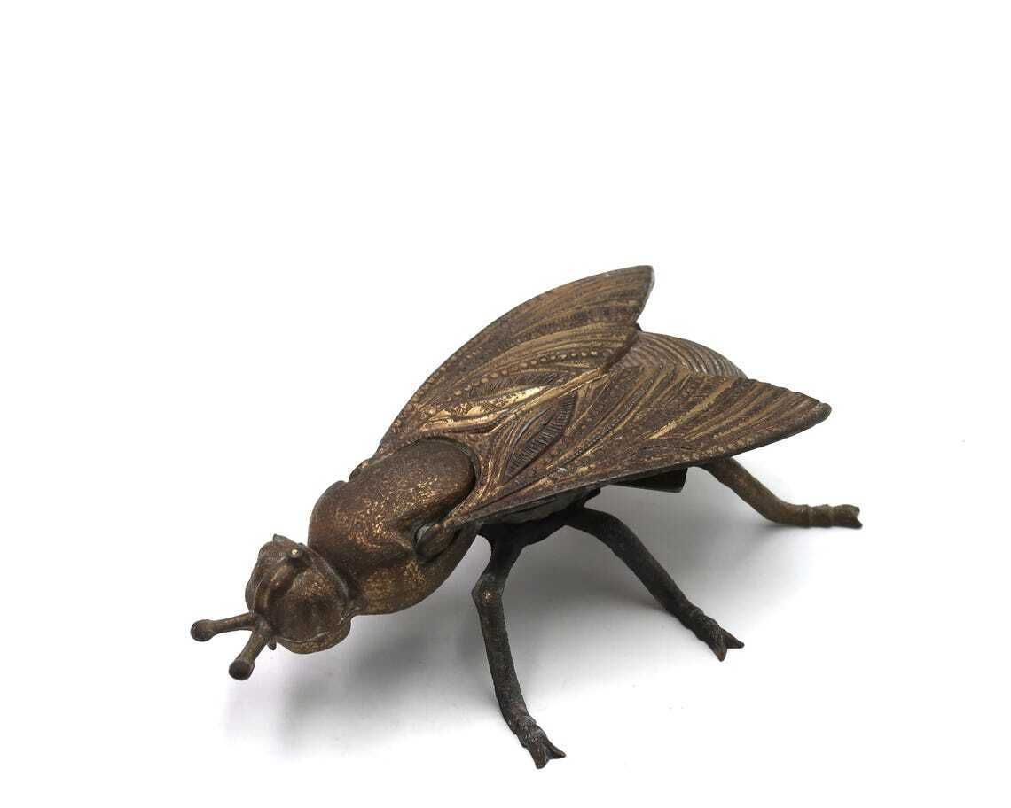 French Fly Ashtray 1950s / Sculpture Animal Insect Home Decor Cabinet Of Curiosities Jewelry Box photo for sale