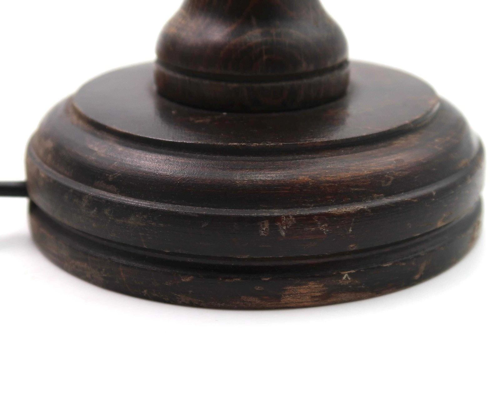 French Wooden Table Lamp By Charles Dudouyt With Raffia Lampshade, 1940s / Column, Brancusi Style, Dark Wood, Cottage, Architecture photo vinterior