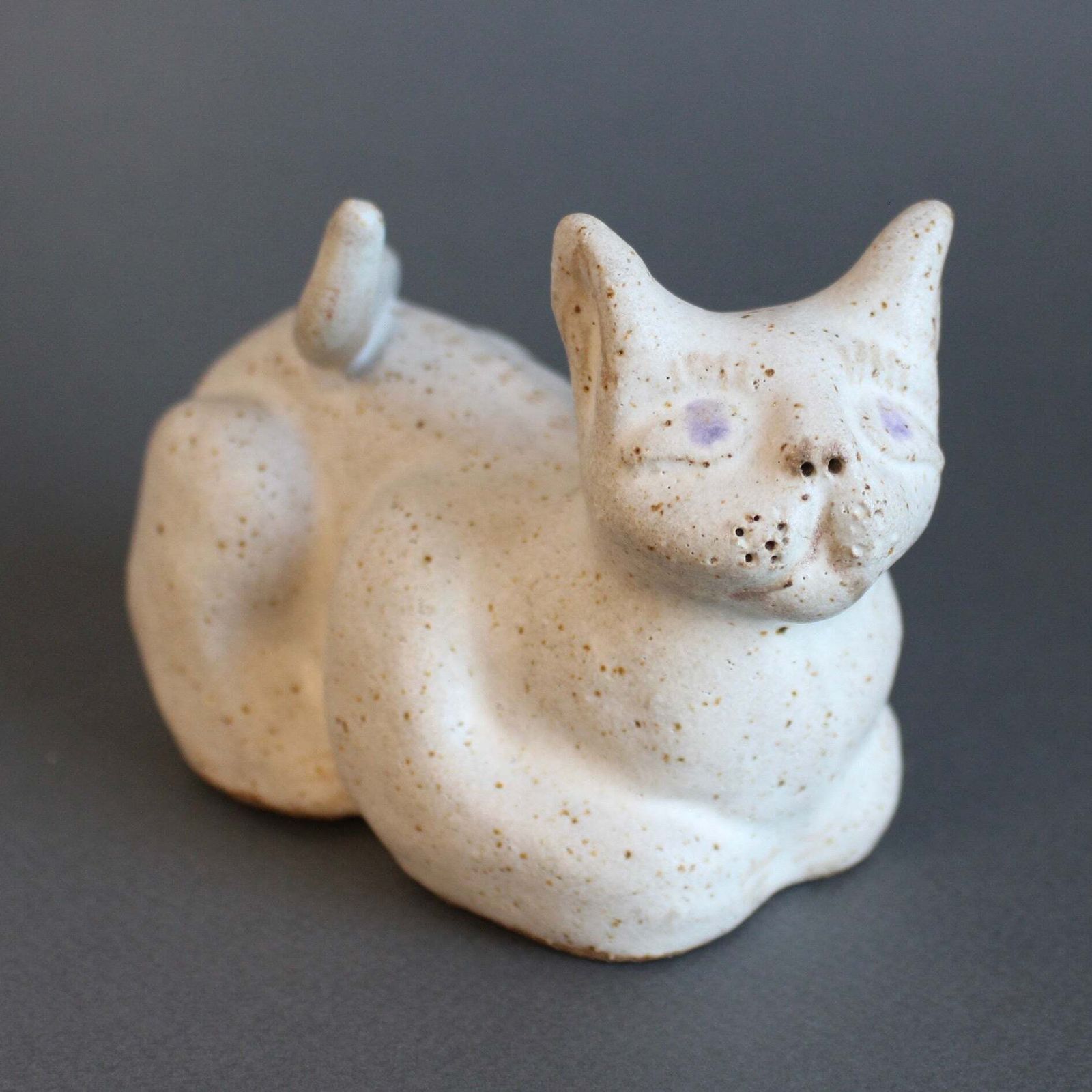 Vintage Italian Ceramic Loafing Cat By Bruno Gambone (Circa 1980s)