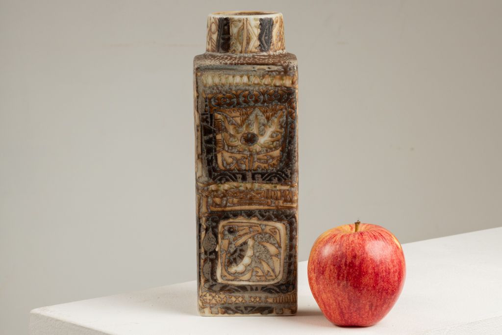 Royal Copenhagen. Small Earthenware Vase With Ethnic Decoration. Circa 1970. photo for sale