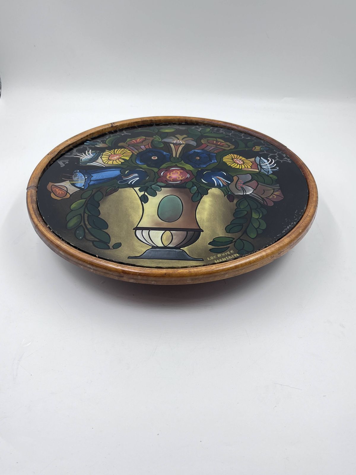 Art Deco Beschilderde Glazen Schaal photo furniture