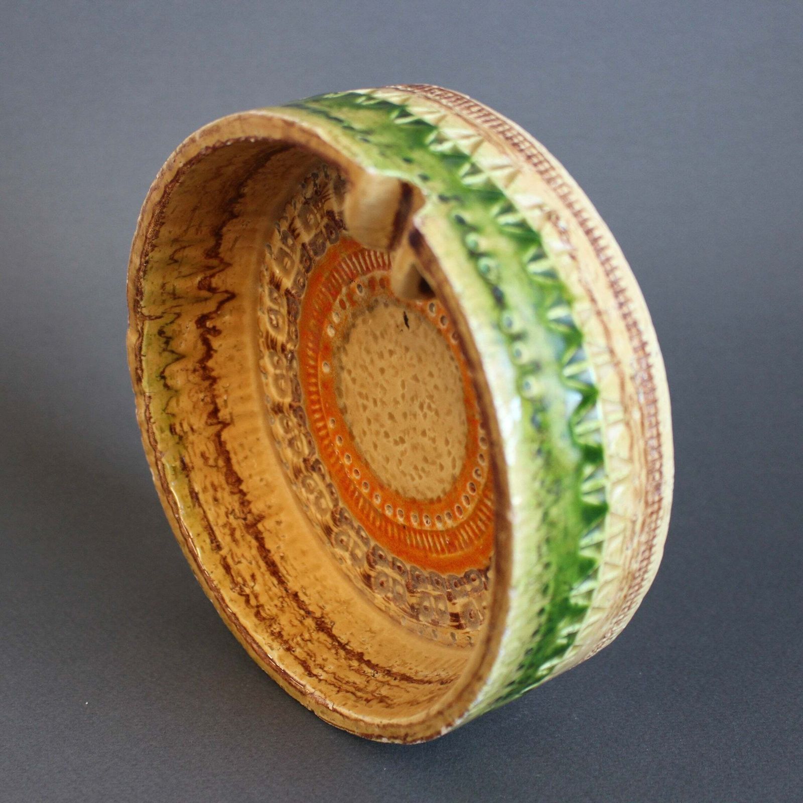Mid Century Italian 'Sahara' Ceramic Ashtray Or Vide Poche By Aldo Londi For Bitossi (Circa 1960s) photo buy