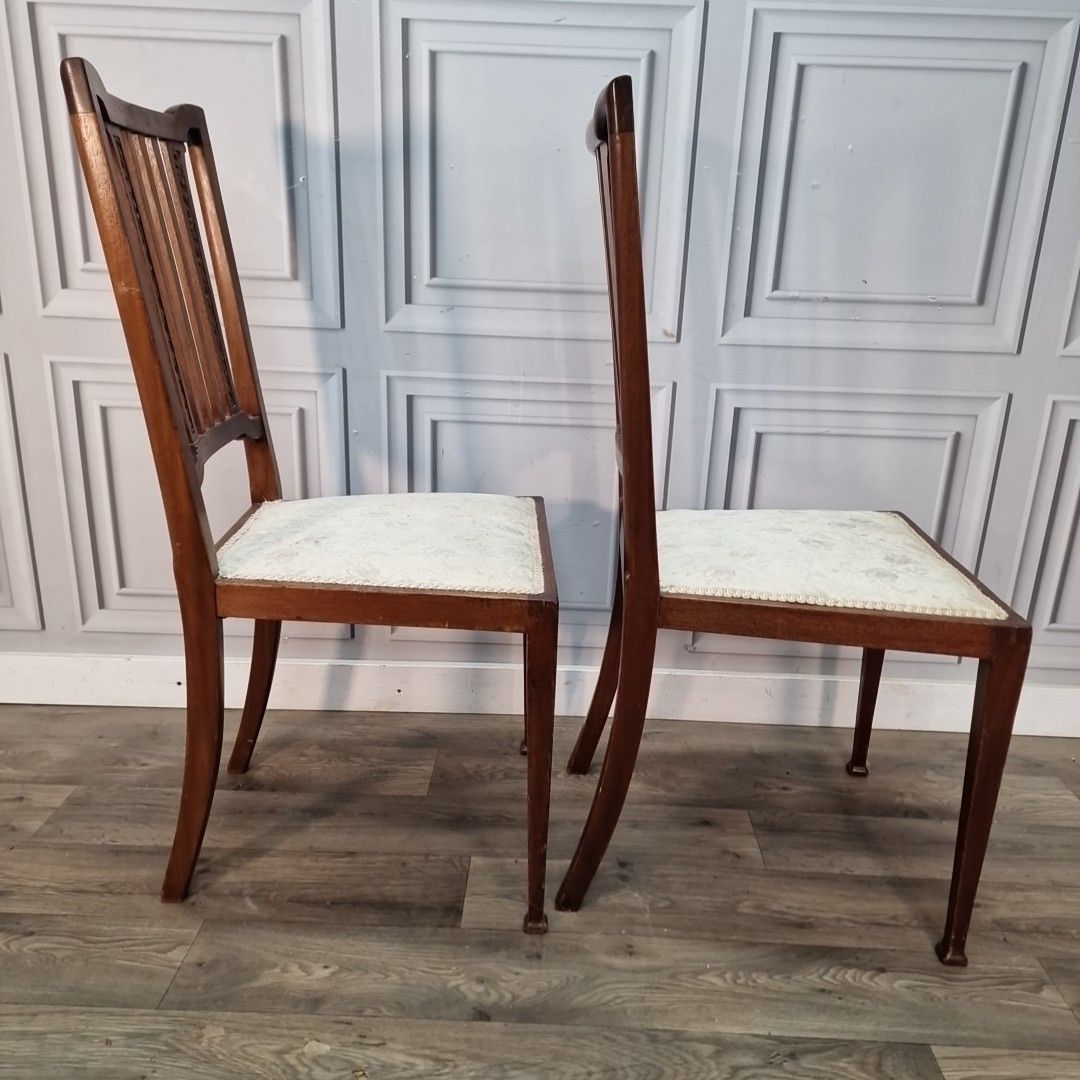 photo buy Antique Mahogany Bedroom Chairs Pair Edwardian Dining Hall Seats Wooden