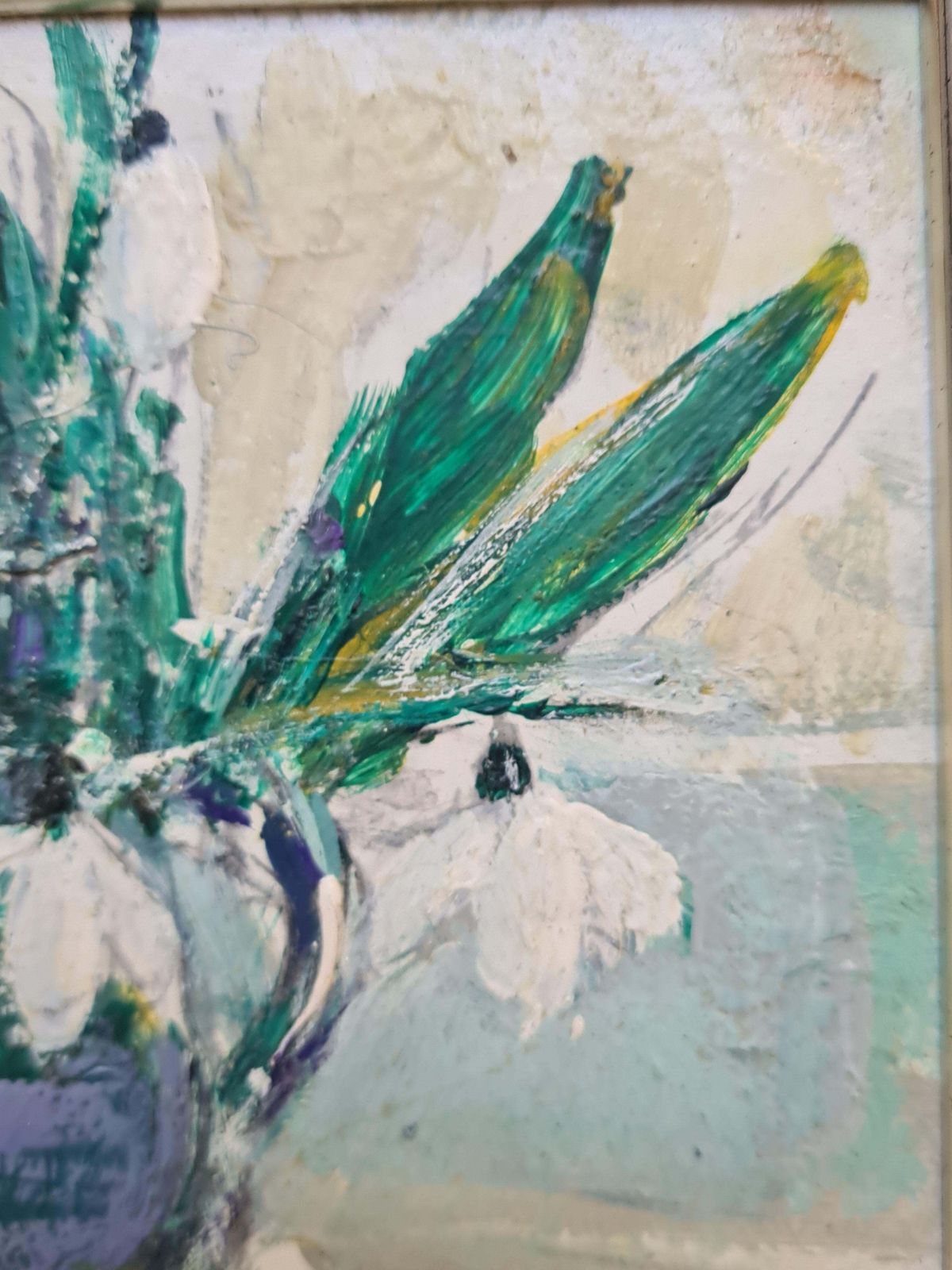 Snowdrops Still Life Painting, Oil On Board, Framed, 28.5x33 Cm photo 584.0