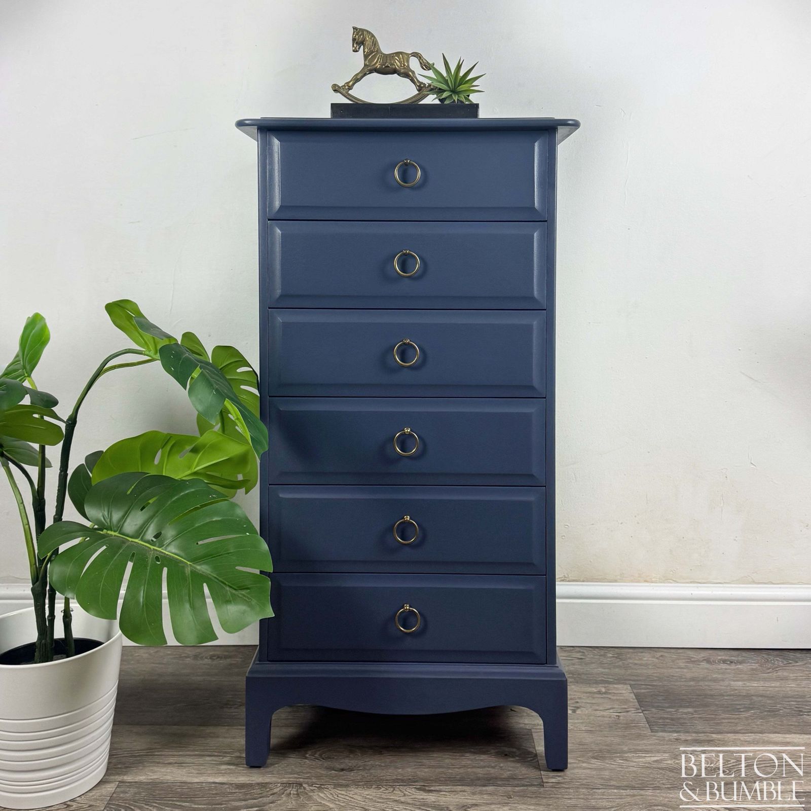 Pair Of Stag Minstrel Bedside Drawers In Navy photo vintage
