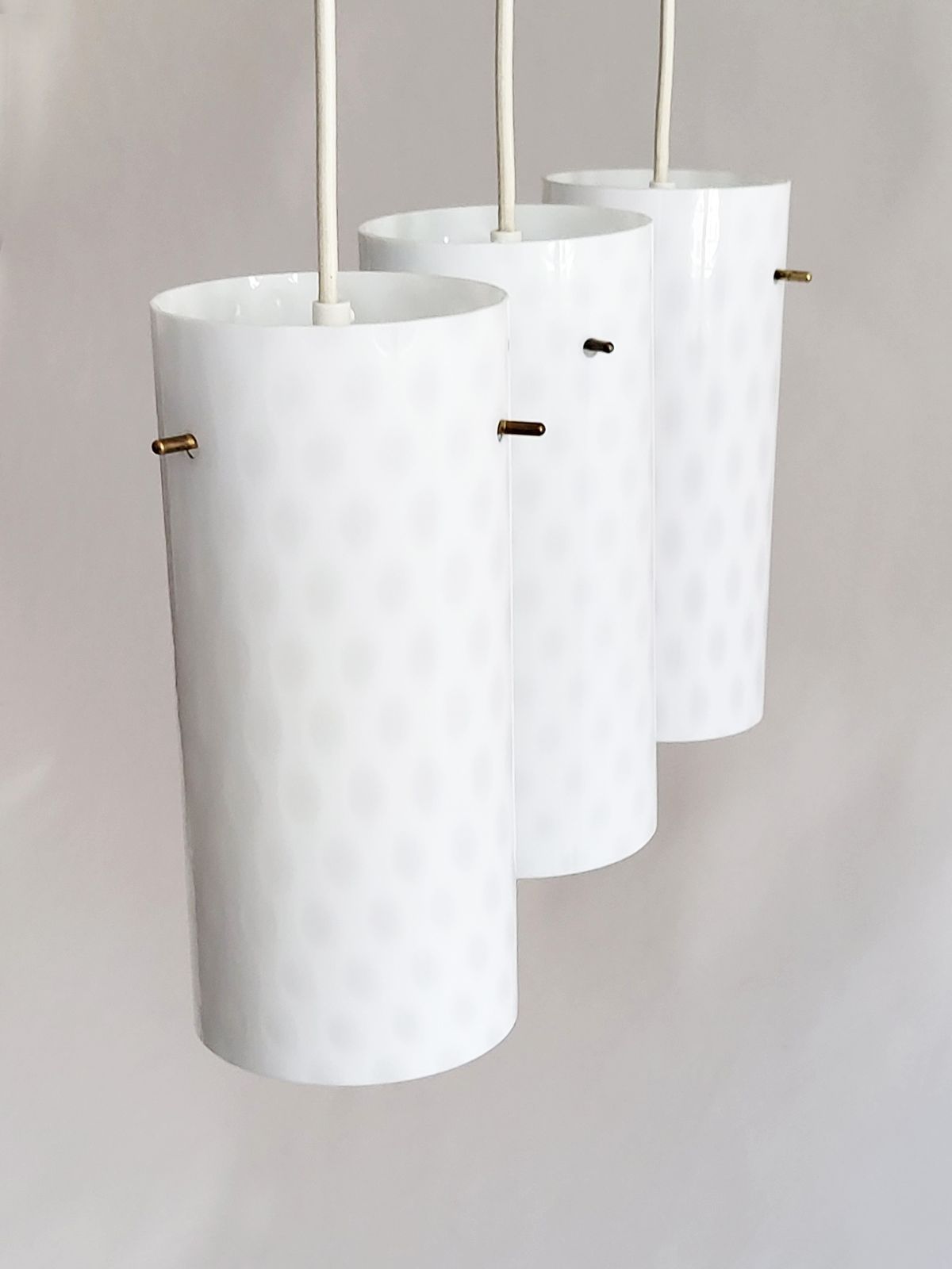 Set Of 3 Mid Century Polkadot Pendant Glass Lights By Rupert Nikoll, 1950s photo furniture