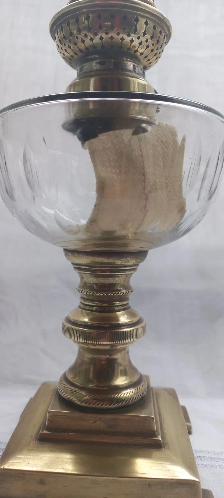 Vintage French Crystal Glass Oil Lamp *Gorgeous* photo furniture