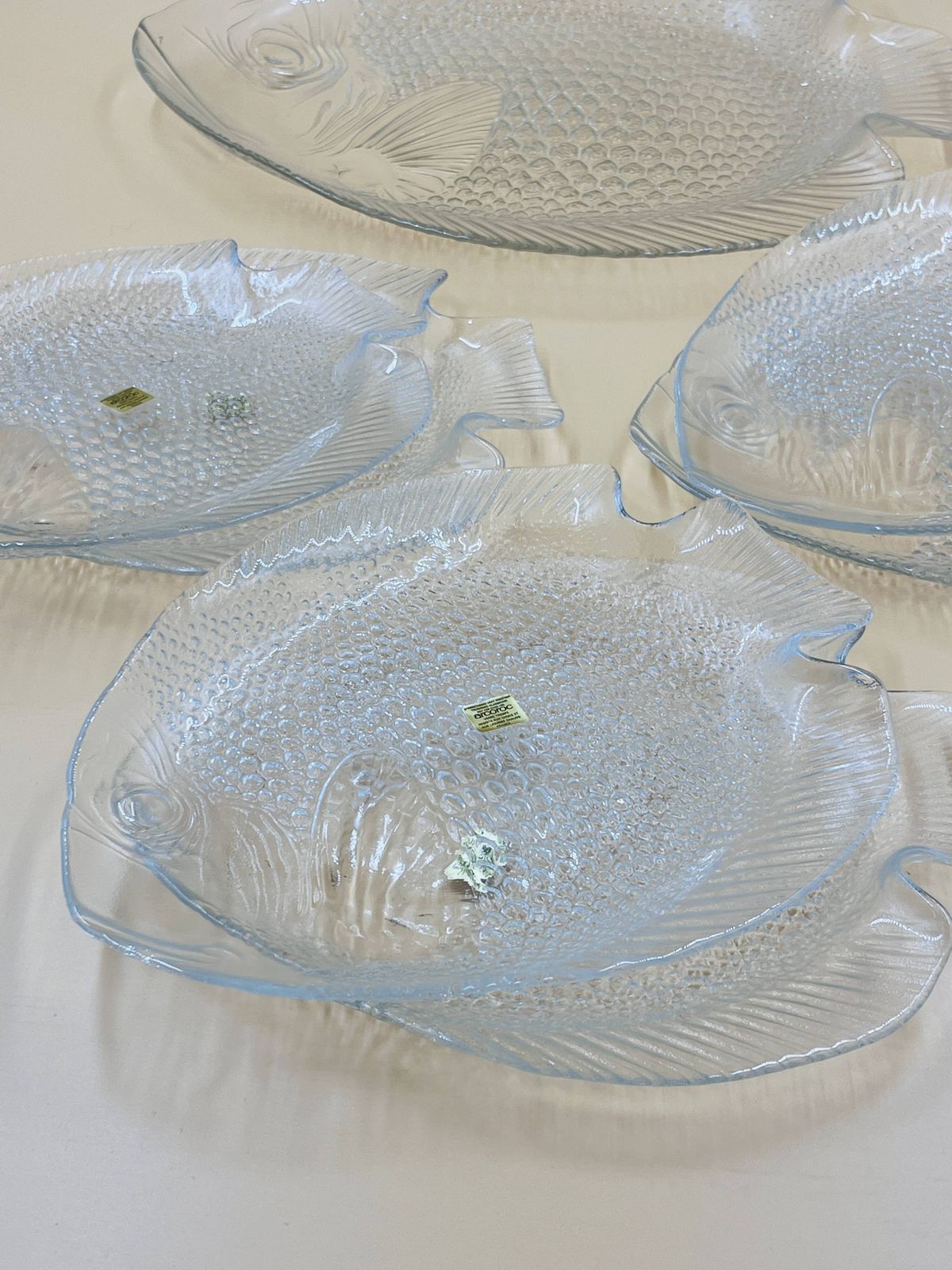 Arcoroc Glass Fish Service – 1 Dish + 6 Plates photo Home Decor