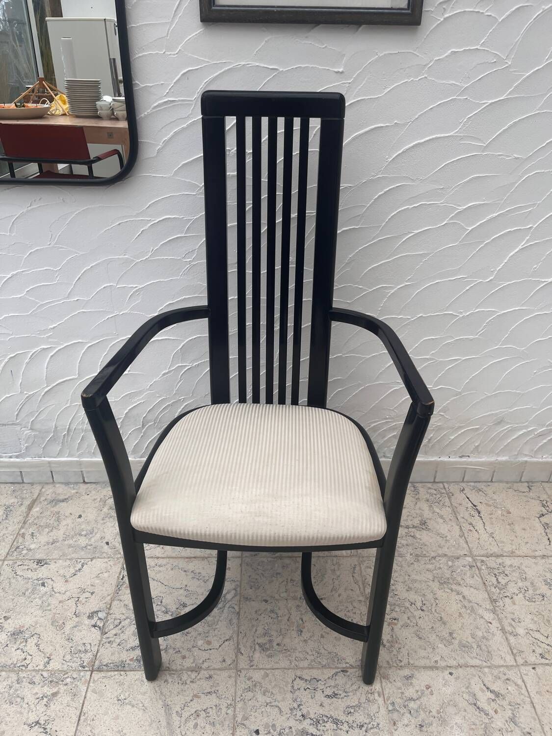 Black Wooden Designer Chair, 1980s photo vinterior