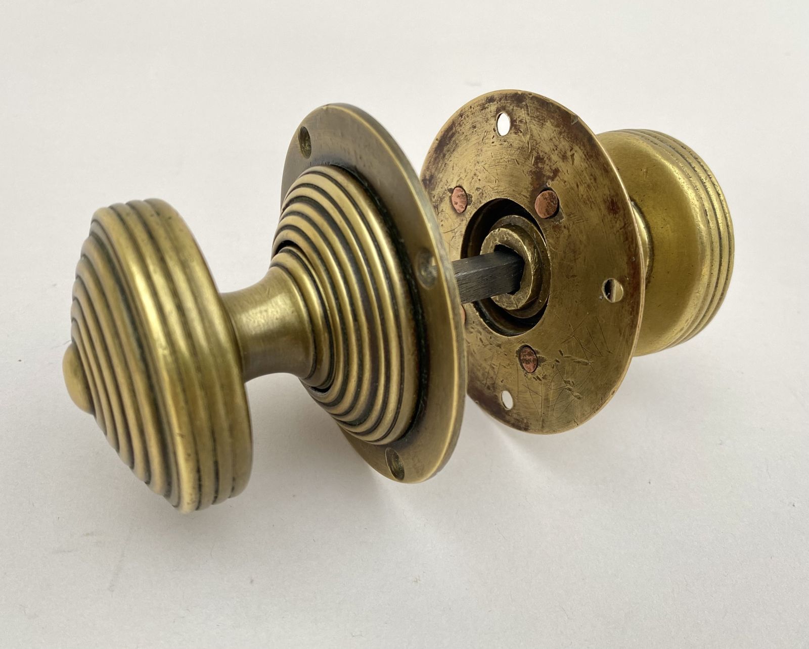 A Pair Of Mid' 19th Century English Brass Reeded Door Handles photo Home Decor