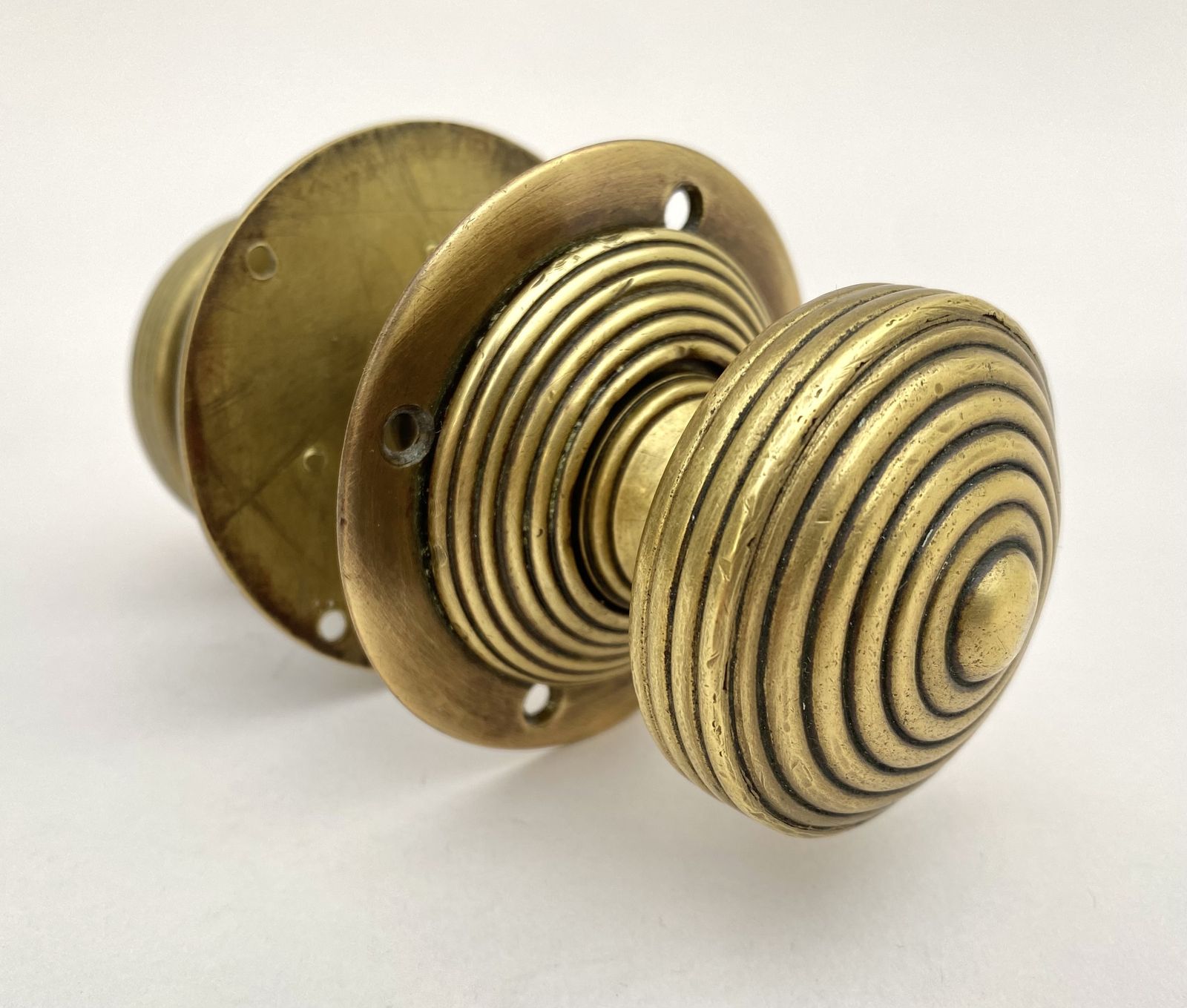 A Pair Of Mid' 19th Century English Brass Reeded Door Handles