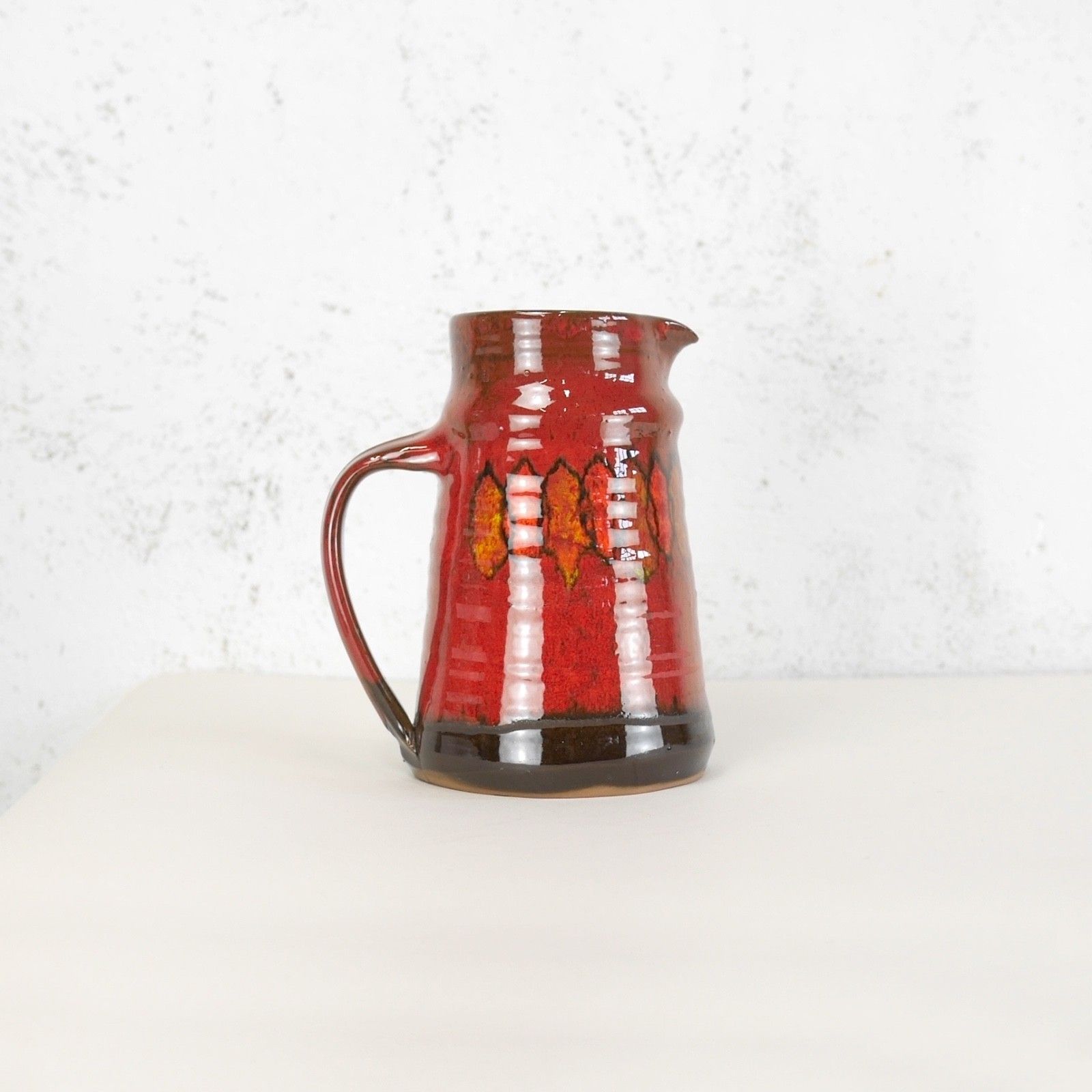 Vintage Mid Century Red Studio Pottery Vase Jug Cornwall #103130 photo furniture