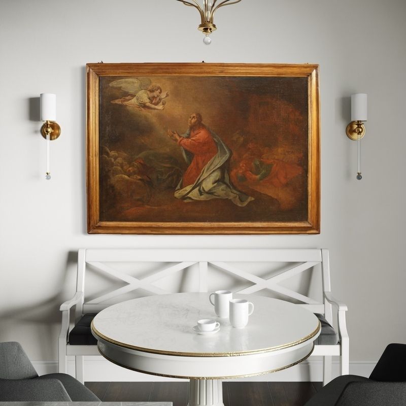 Antique Italian Painting Christ In The Garden Of Olives From The 17th Century photo vinterior