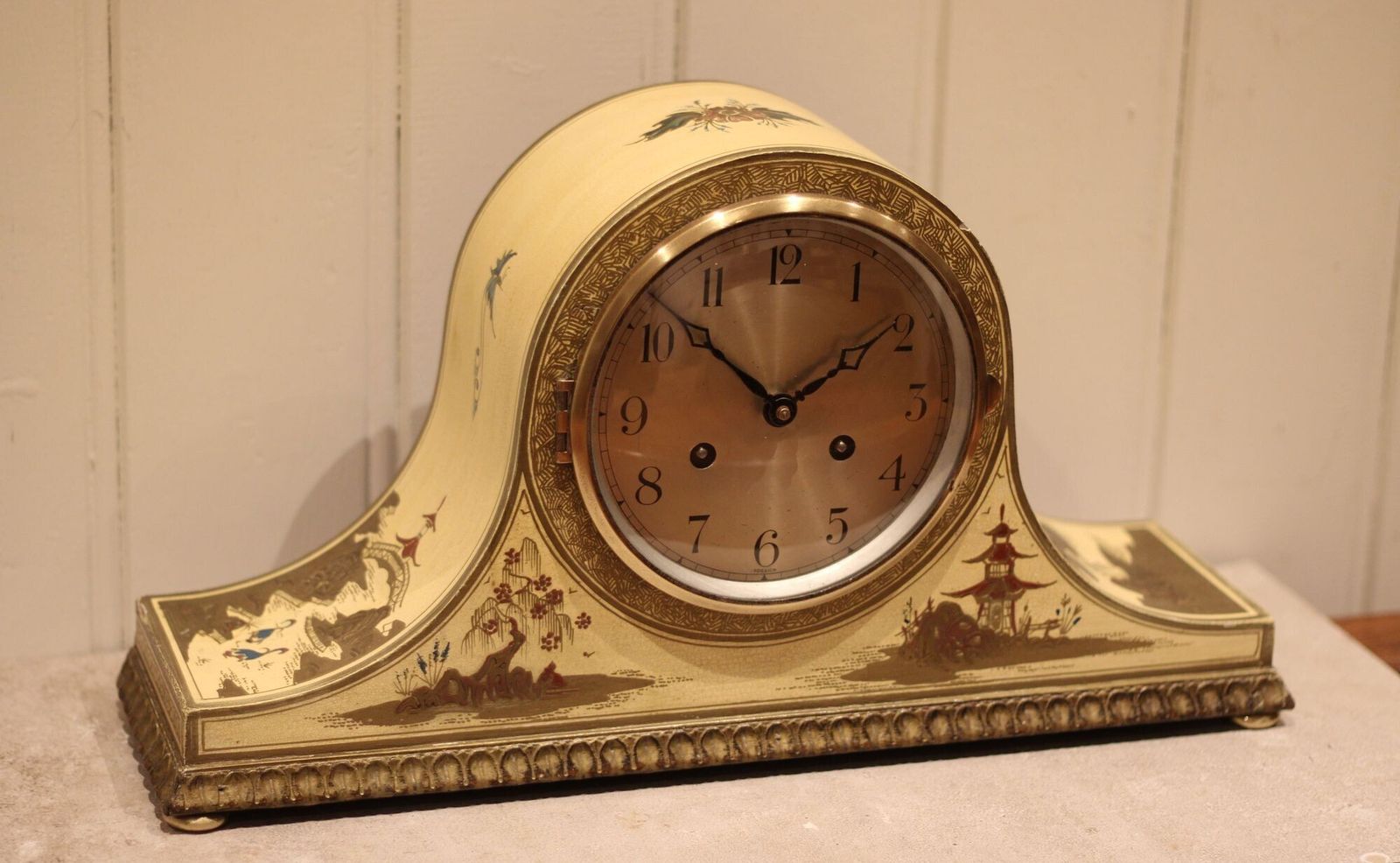 Cream Chinoiserie Mantel Clock photo furniture