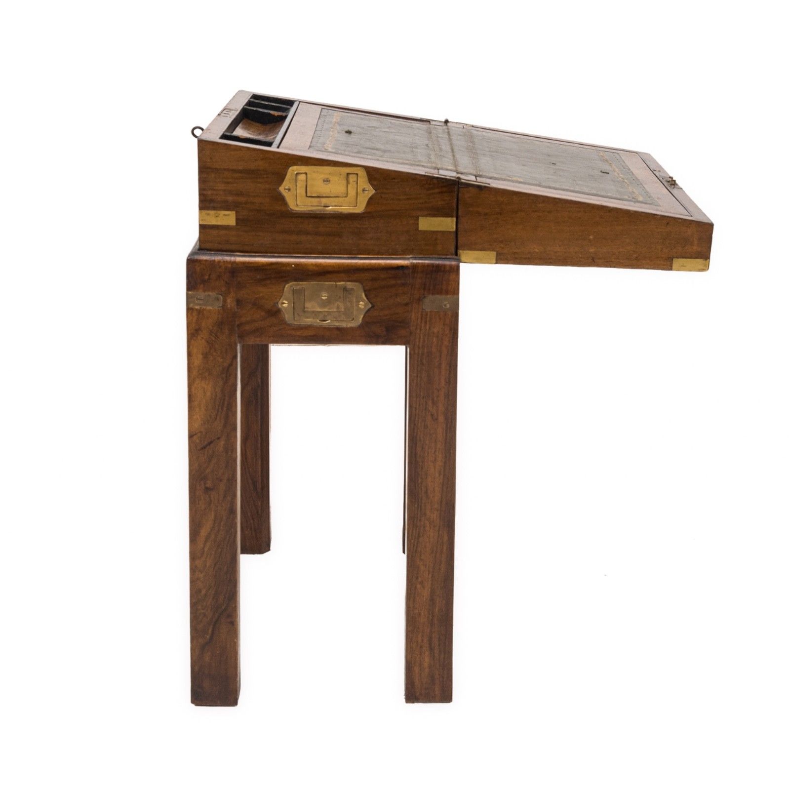 C19th Rosewood Officer’s Campaign Writing Slope On Stand, Military Portable Desk photo buy