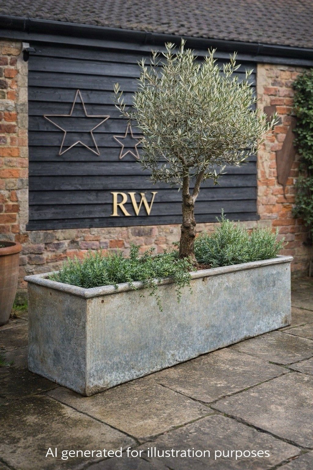 photo furniture Reclaimed Galvanised Trough Large Planter /  Raised Flower Bed Plant Tree Pot W1