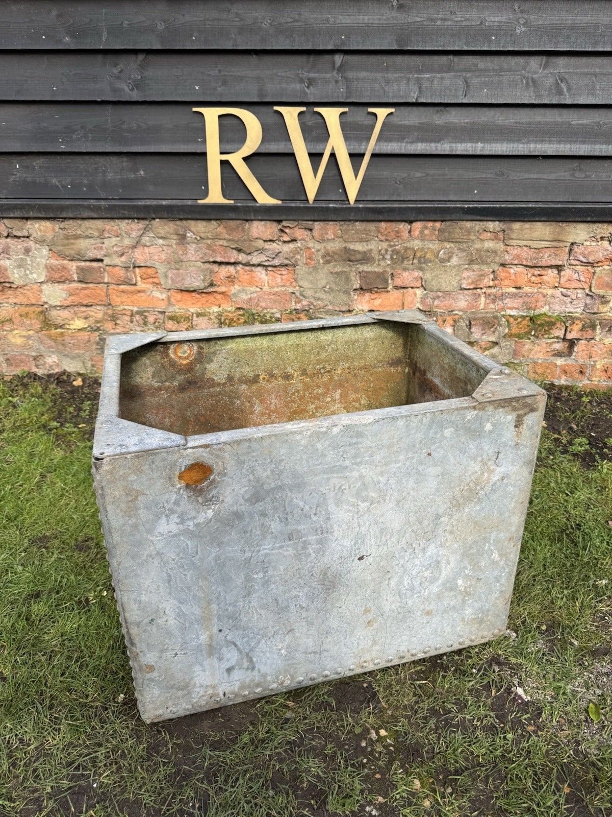 Riveted Galvanised Trough Planter /  Raised Flower Bed Plant Olive Tree Pot W2 photo buy