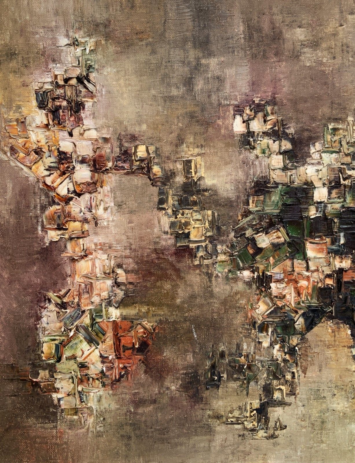 Abstract Cityscape Large Impasto Oil Painting Vintage Circa 1960 photo buy
