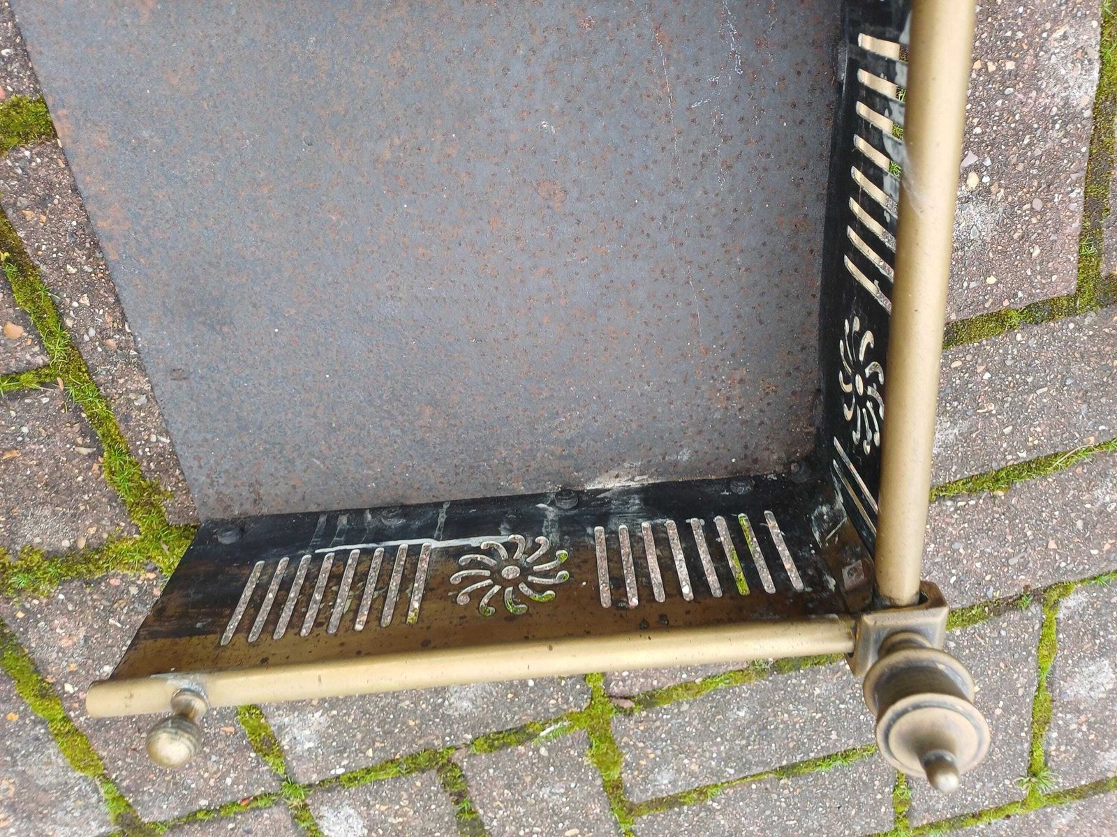 Massive Heavy Victorian Solid Brass Fireplace Fender Pierced Fire Curb With Column Finials Antique Hearth Guard Fireside Free Hand Delivery photo vintage