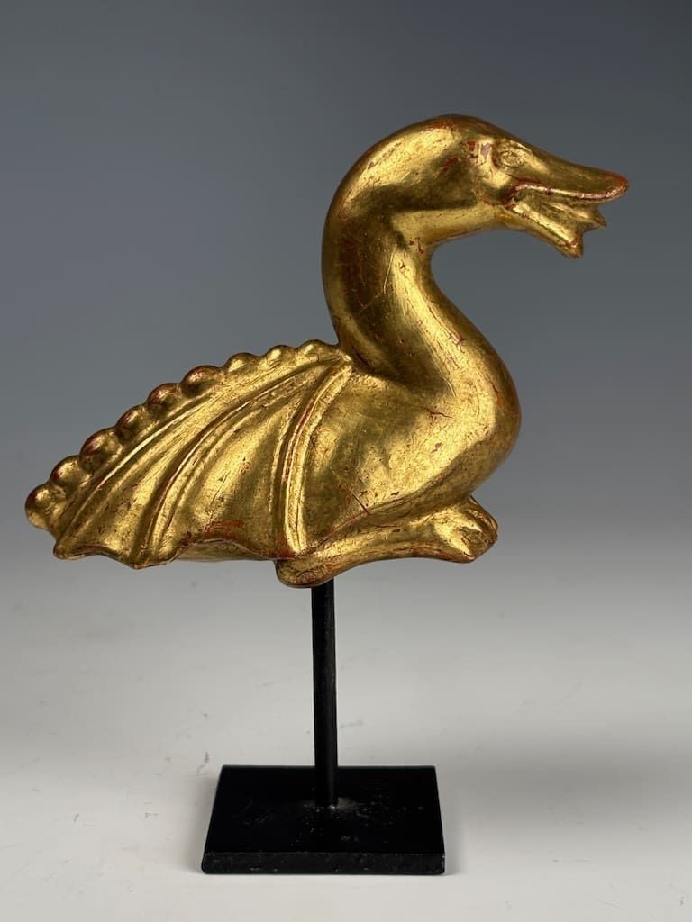 Antique Giltwood Mythical Duck Sculpture – Decorative Folk Art Figurine photo buy