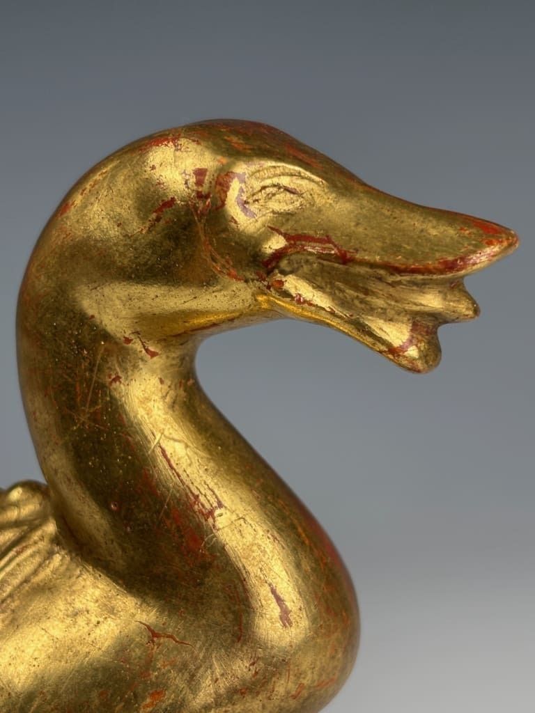 photo for sale Antique Giltwood Mythical Duck Sculpture – Decorative Folk Art Figurine