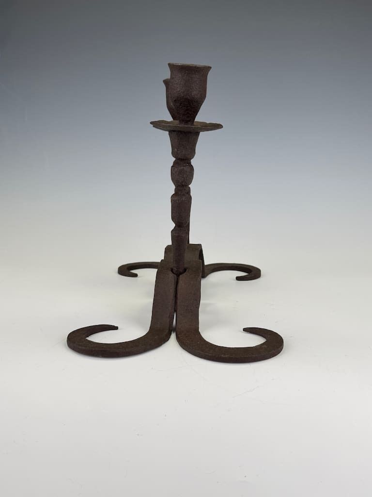 18th Century Flemish Hand Forged Iron Candle Holders – Antique Pair photo buy