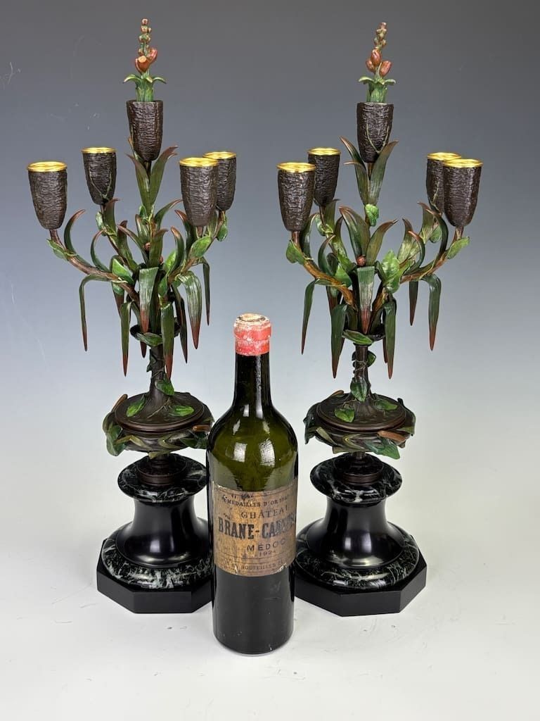 Antique Pair Of James Pradier Cold Painted Bronze Candelabras – 19th Century French Sculptor photo 3800.0