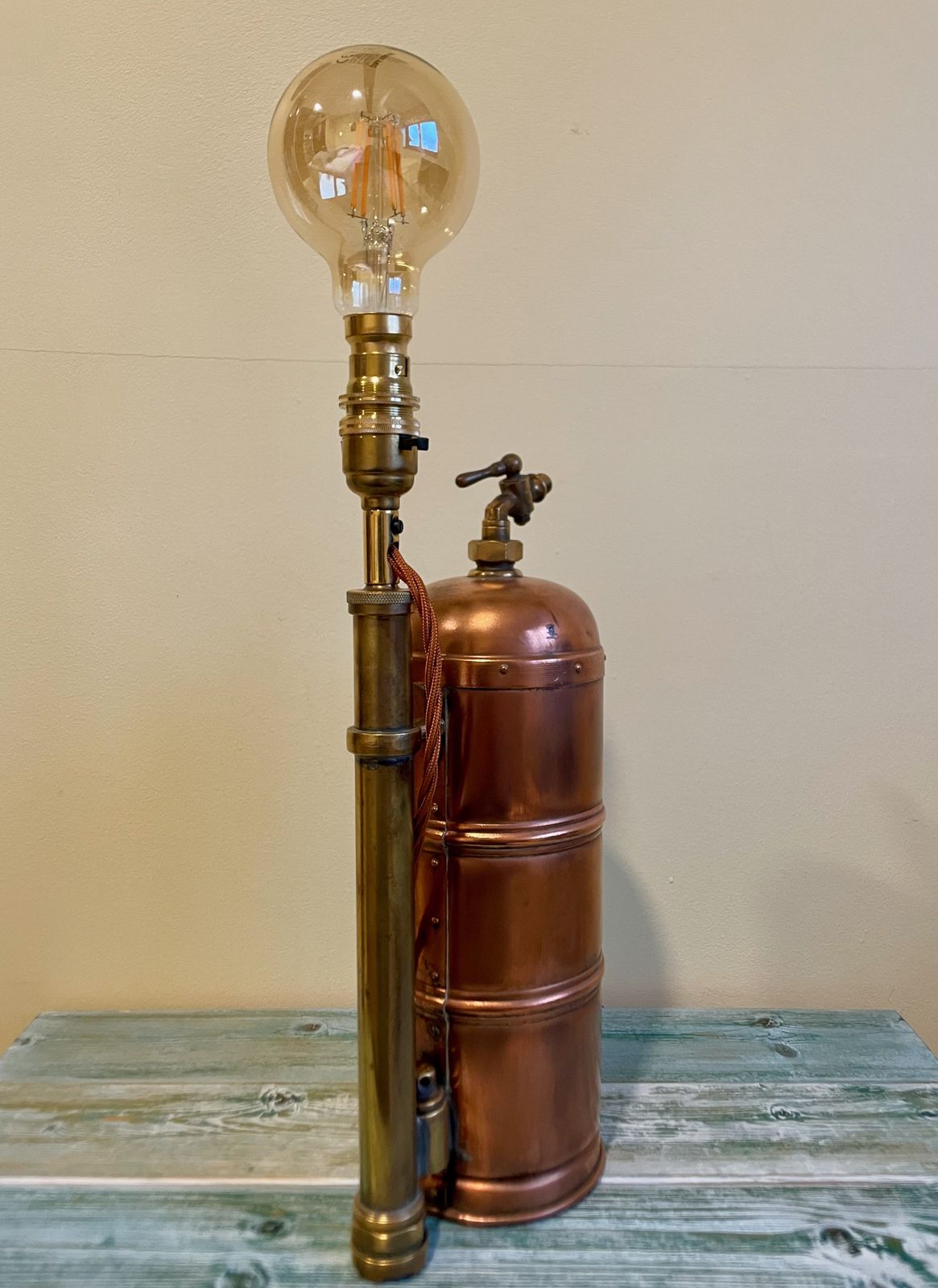 Antique Copper & Brass French Pulverisateur Systeme Muratoriori Vine Sprayer Table Light photo buy