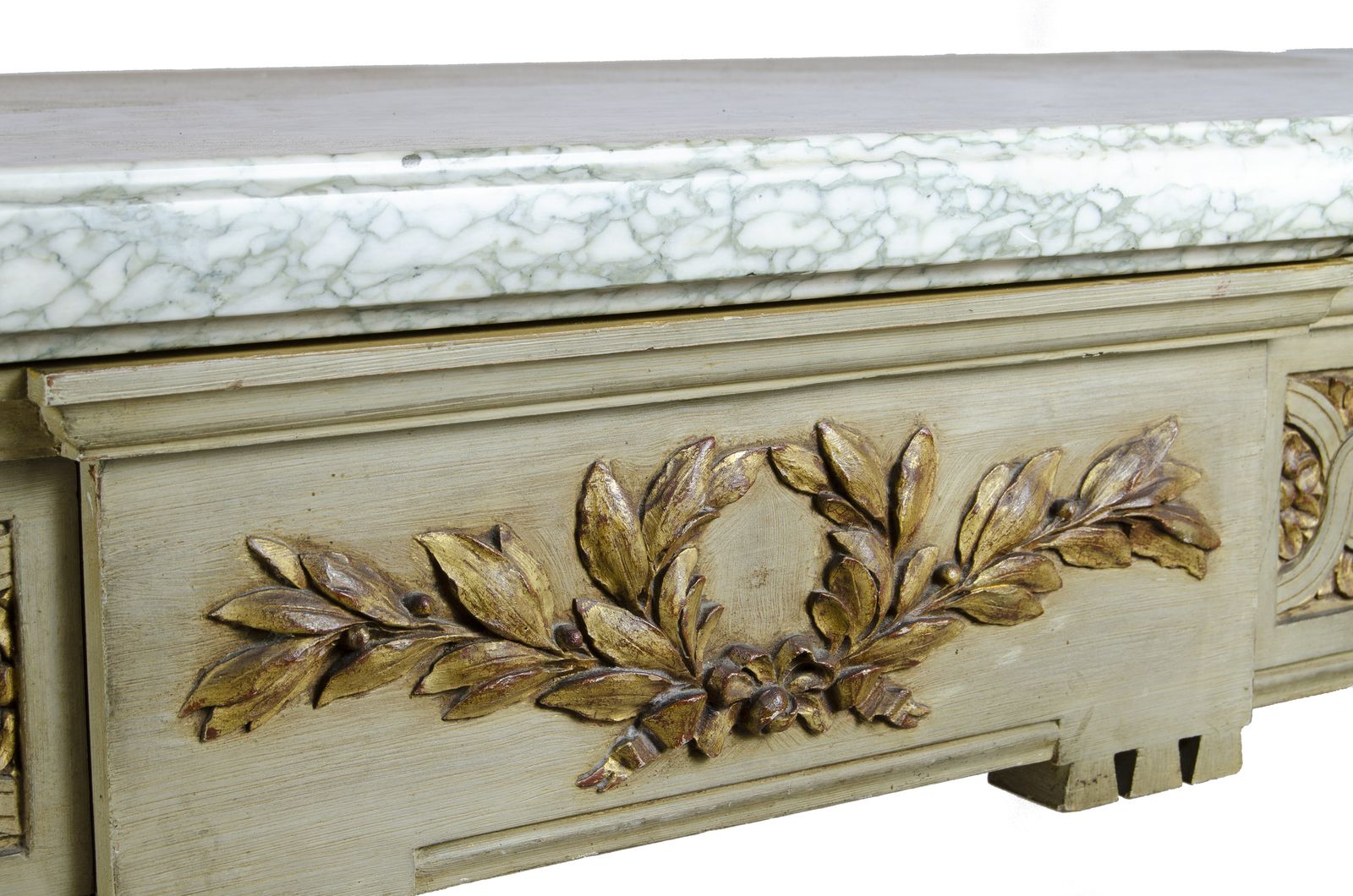 Late 19th Century Empire Giltwood Demi Lune Console With Marble Top By Maison Jansen, France photo Furniture