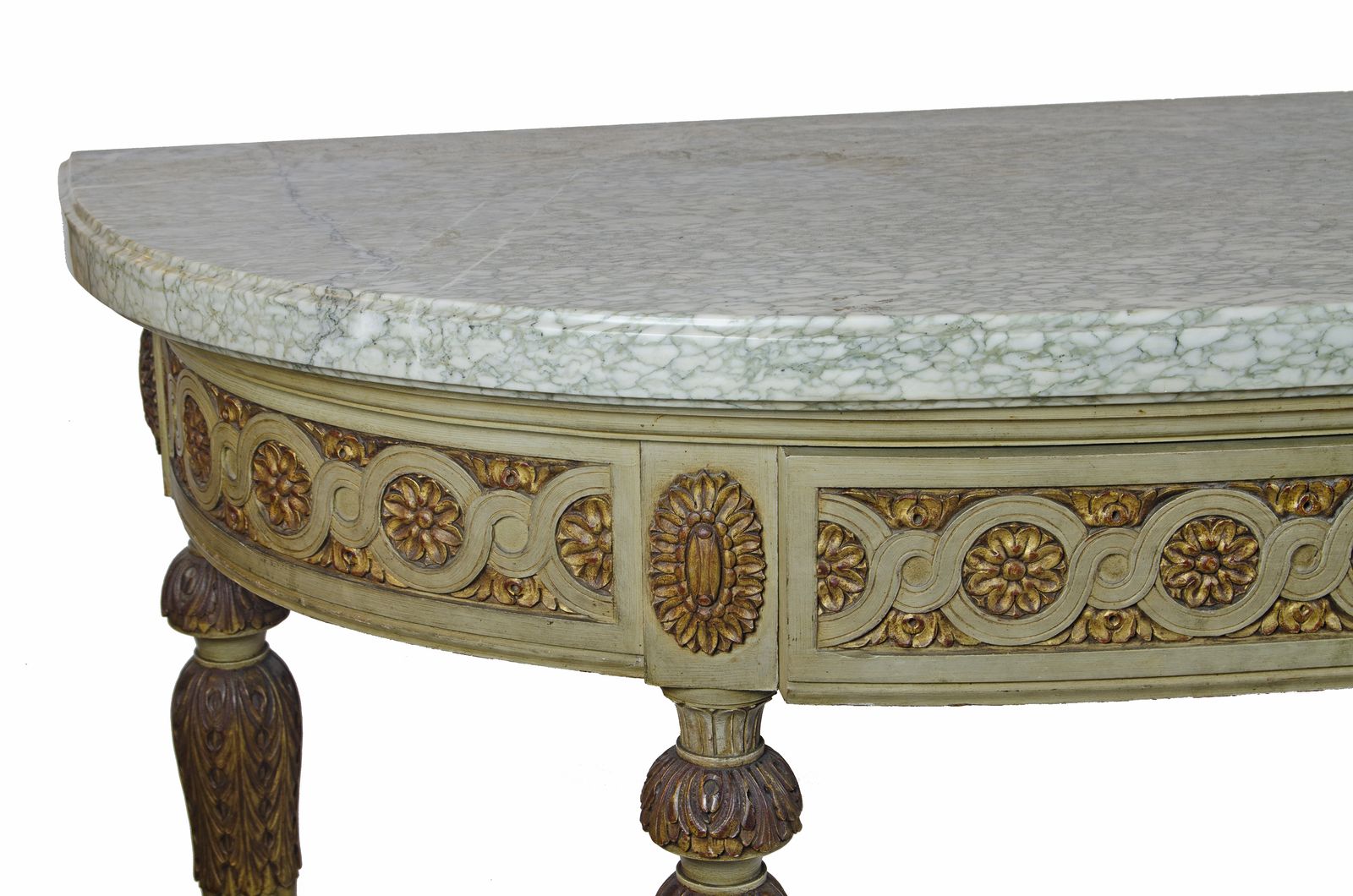 Late 19th Century Empire Giltwood Demi Lune Console With Marble Top By Maison Jansen, France photo vinterior