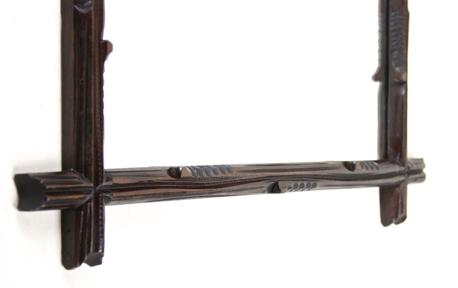 19th Century Rsutic Black Forest Mirror Basswood Hand Carved, At Circa 1890 photo buy