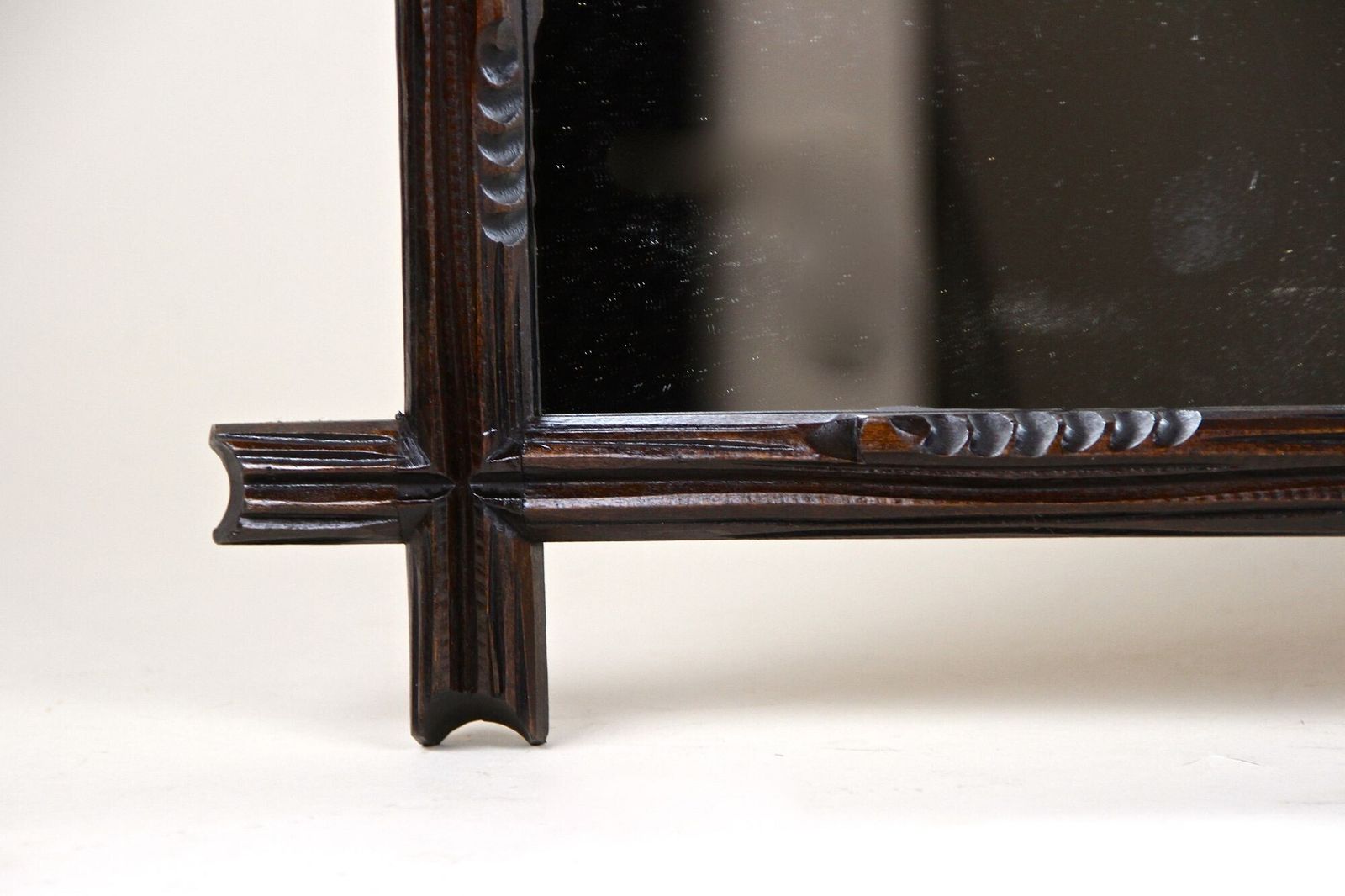 19th Century Rsutic Black Forest Mirror Basswood Hand Carved, At Circa 1890 photo vintage