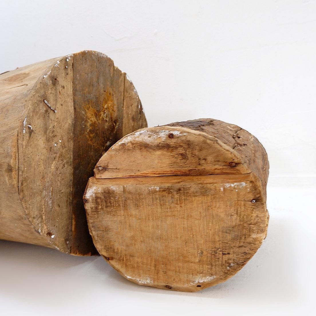 photo vintage Set Of 2 Primitive Wooden Pots   Late 19th Century
