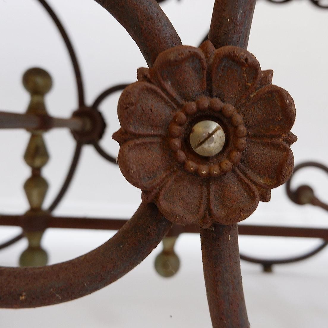 Large 19th French Butcher's Table In Wrought Iron And Red Marble photo 4132.0