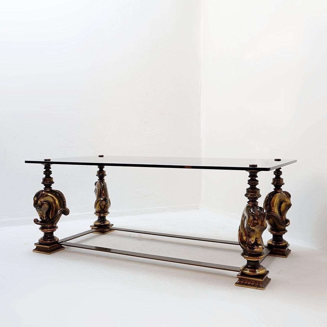 Horse Coffee Table In The Style Of Maison Charles   1970s photo for sale