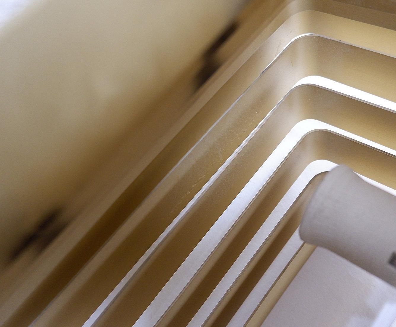 photo for sale Pair Of Gold Colored Aluminum Wall Lamps By Jules Wabbes   2 Pairs Available (1)