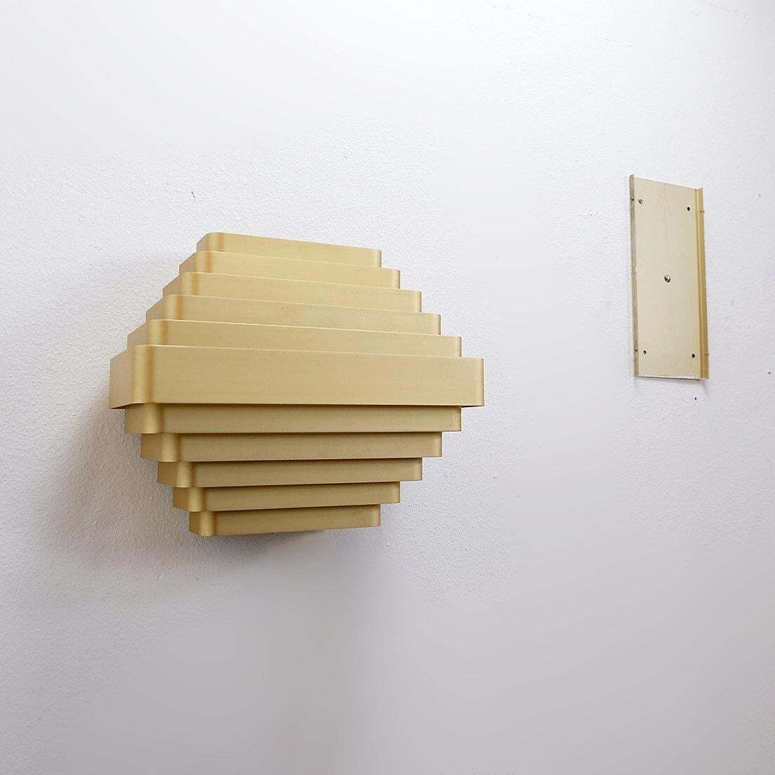 photo vinterior Pair Of Gold Colored Aluminum Wall Lamps By Jules Wabbes   2 Pairs Available (1)